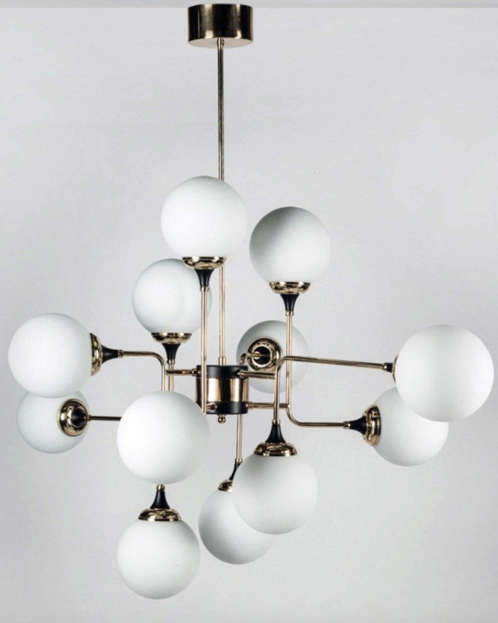 Lustra Chandelier Stilnovo Brass Black Glass - Letslighting