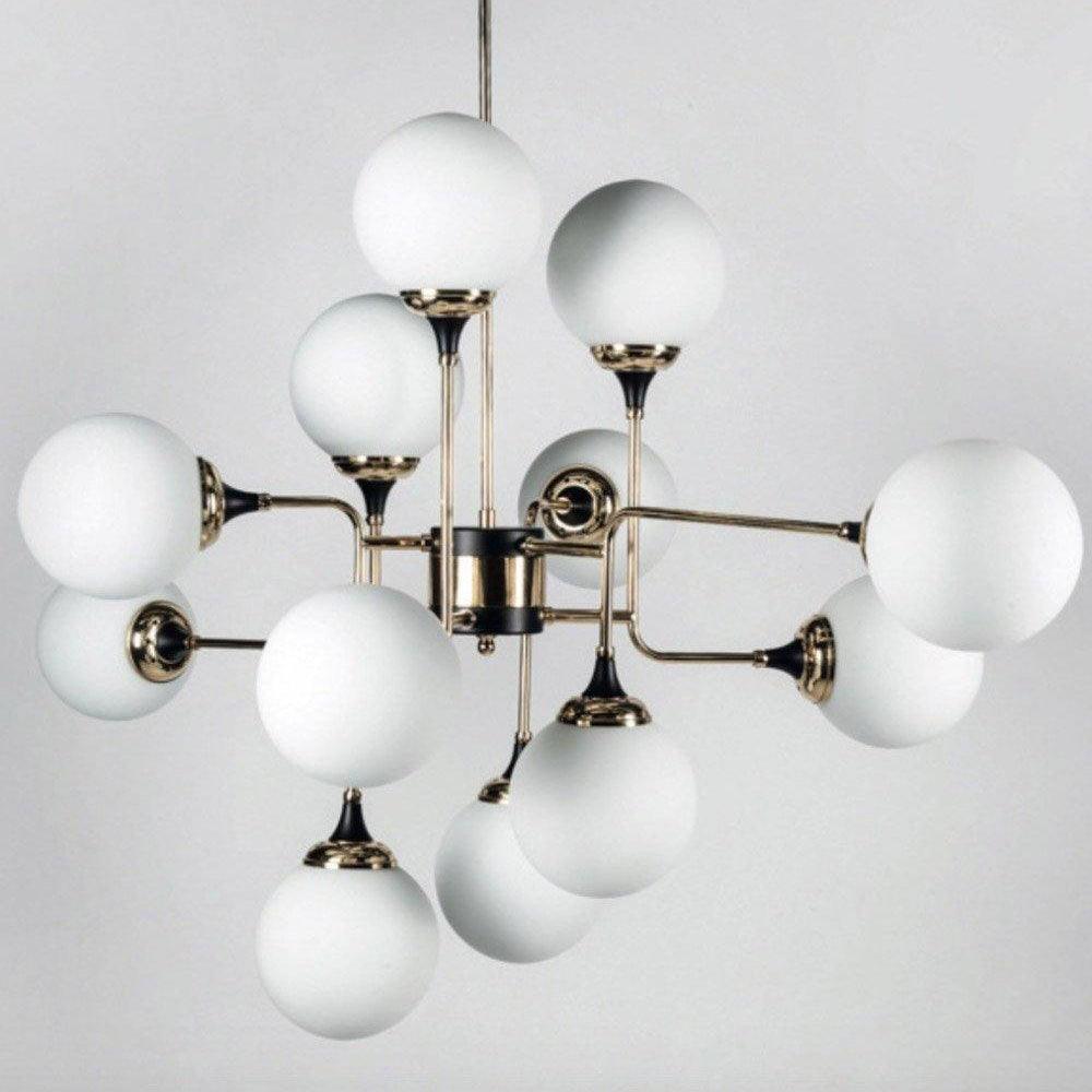 Lustra Chandelier Stilnovo Brass Black Glass - Letslighting