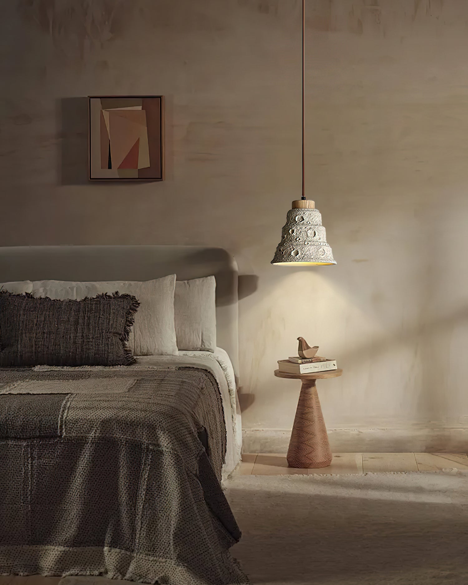 Ilphaeth Nordic Art Bell Stone Wood Pendant Light - Letslighting