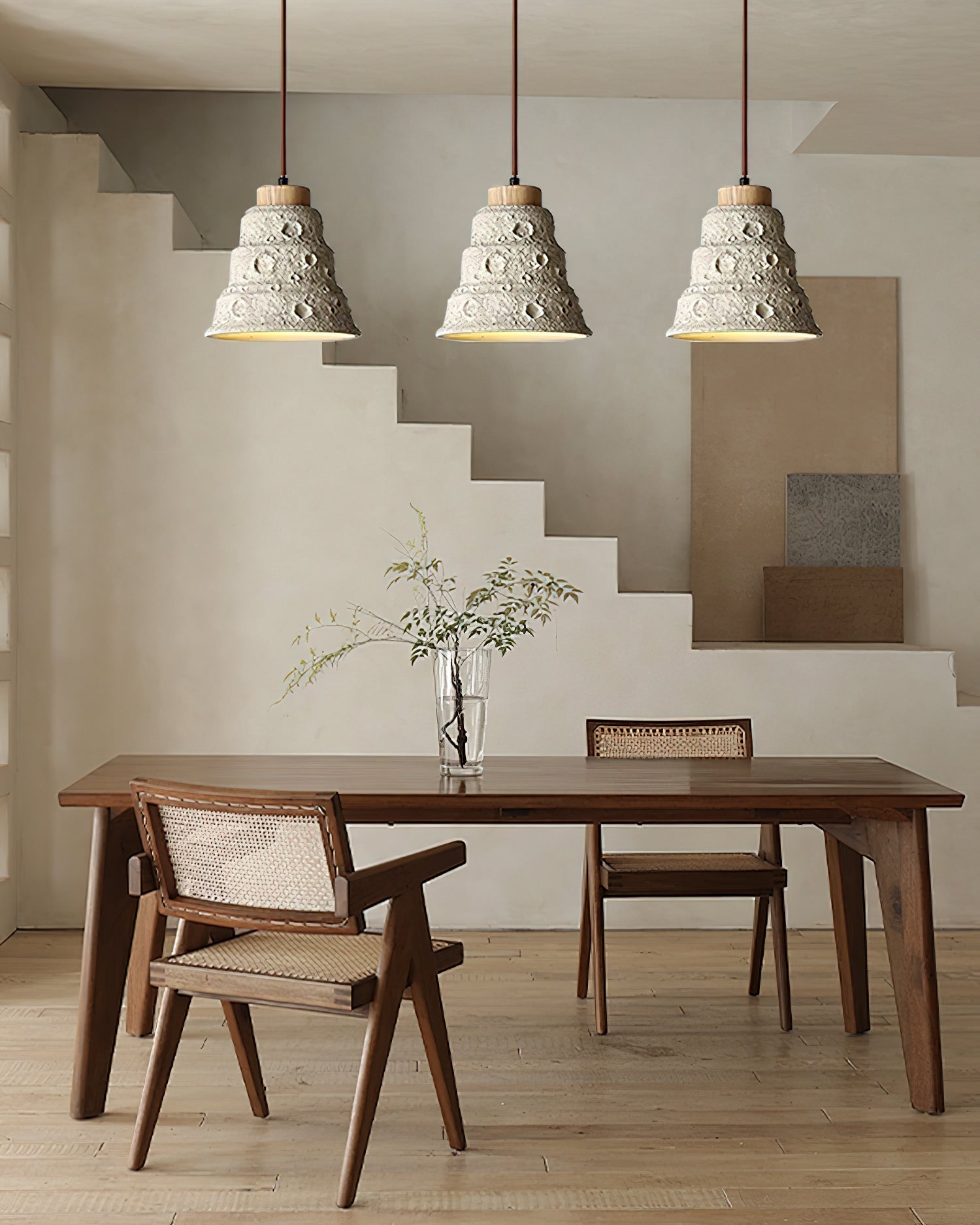 Ilphaeth Nordic Art Bell Stone Wood Pendant Light - Letslighting