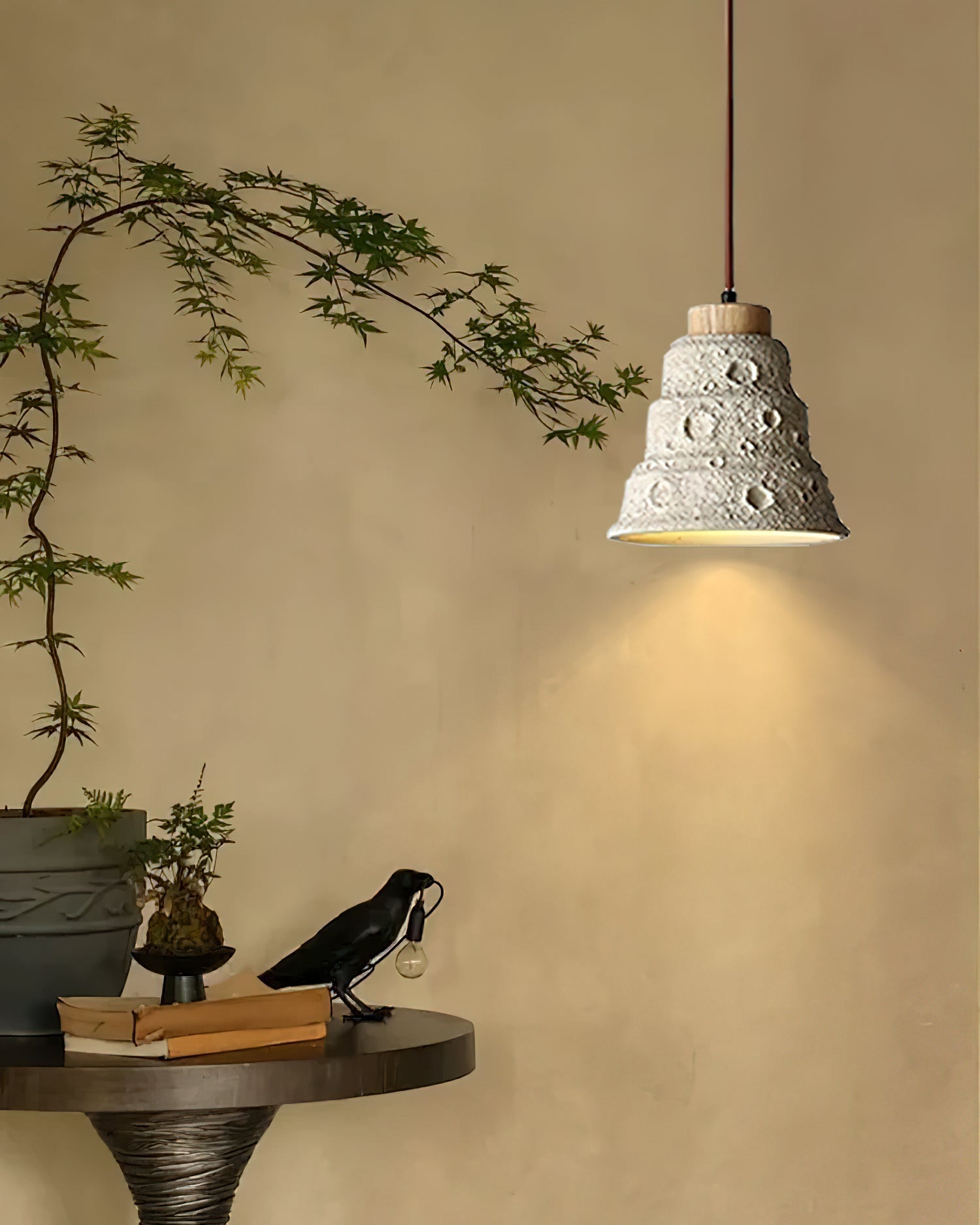 Ilphaeth Nordic Art Bell Stone Wood Pendant Light - Letslighting