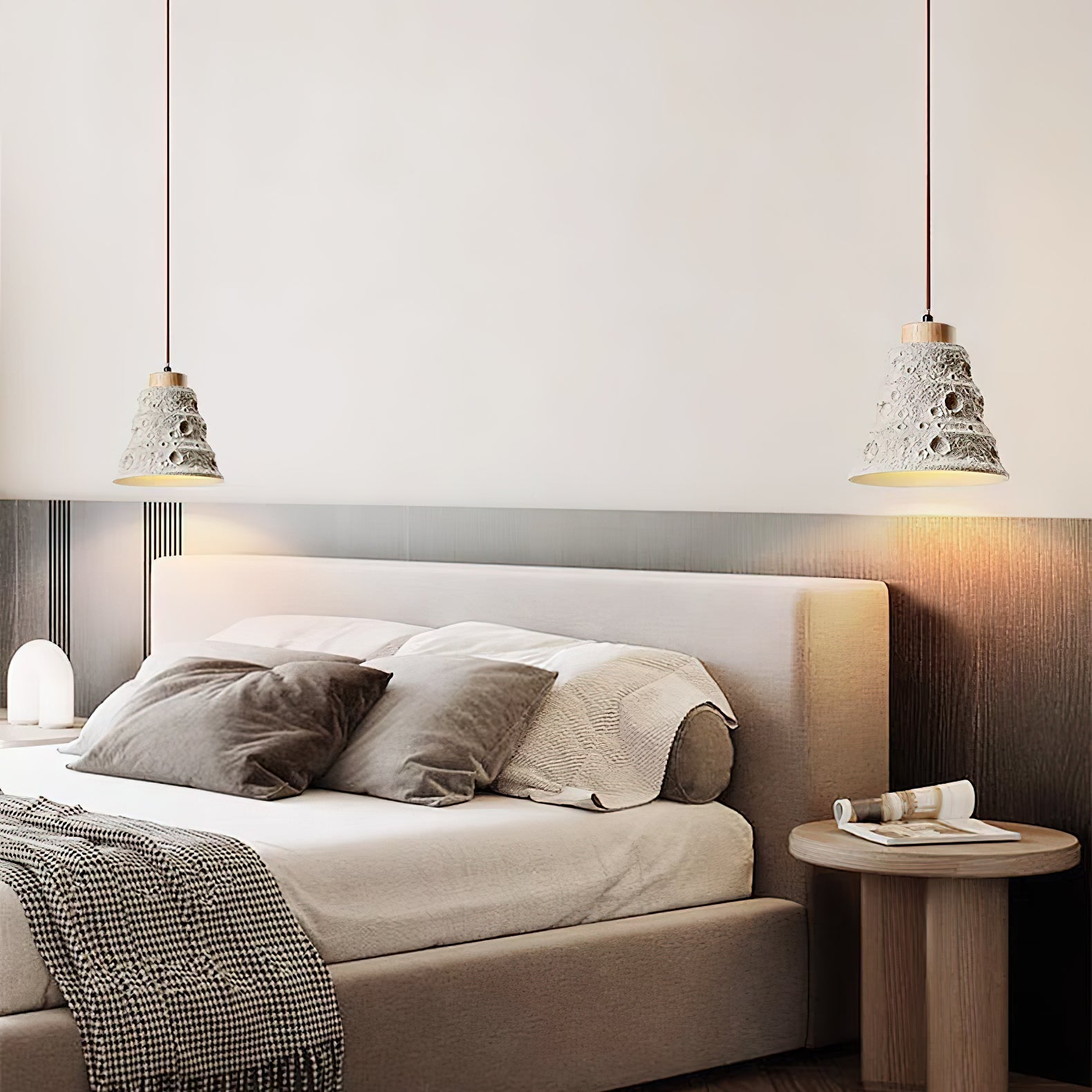 Ilphaeth Nordic Art Bell Stone Wood Pendant Light - Letslighting