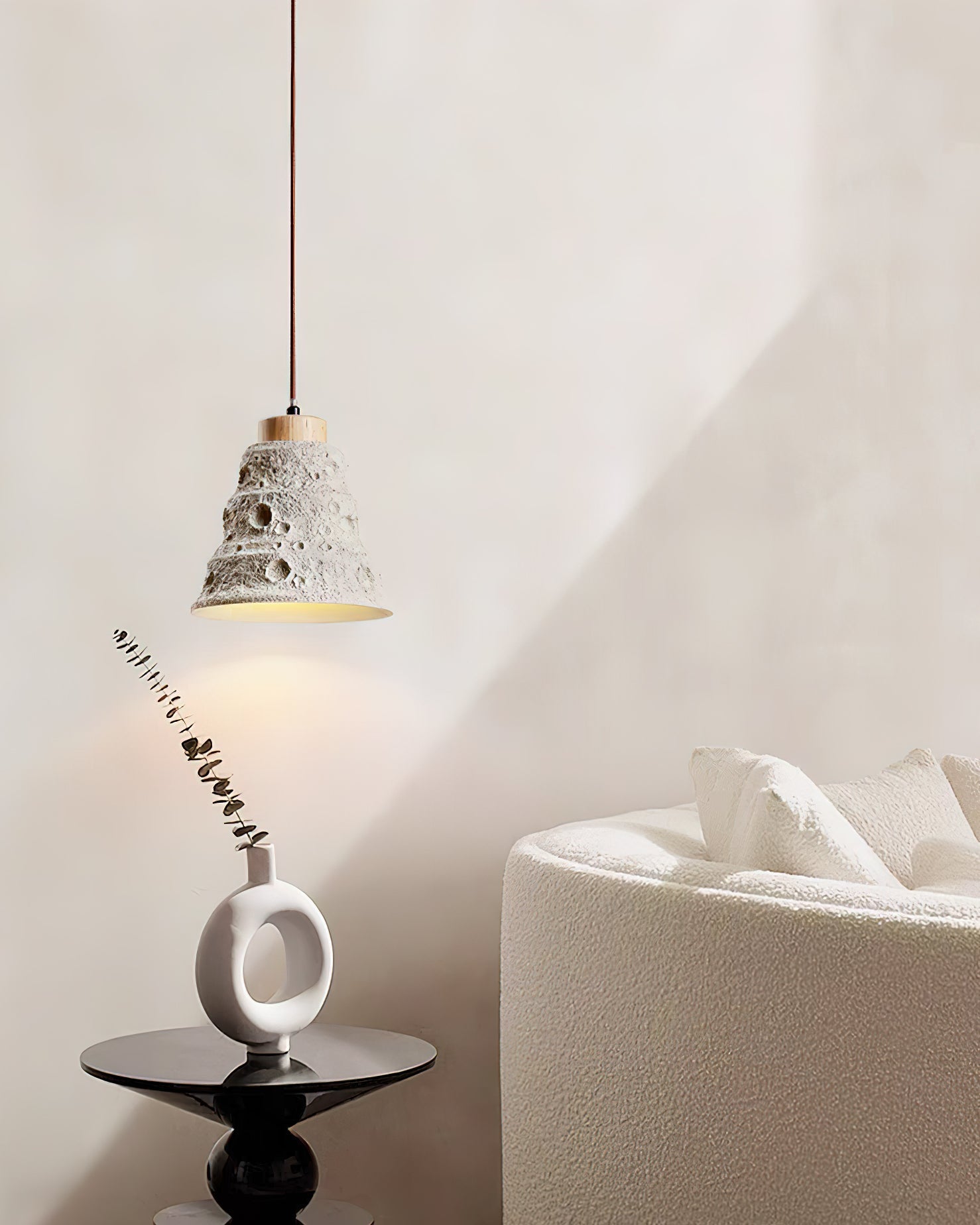 Ilphaeth Nordic Art Bell Stone Wood Pendant Light - Letslighting
