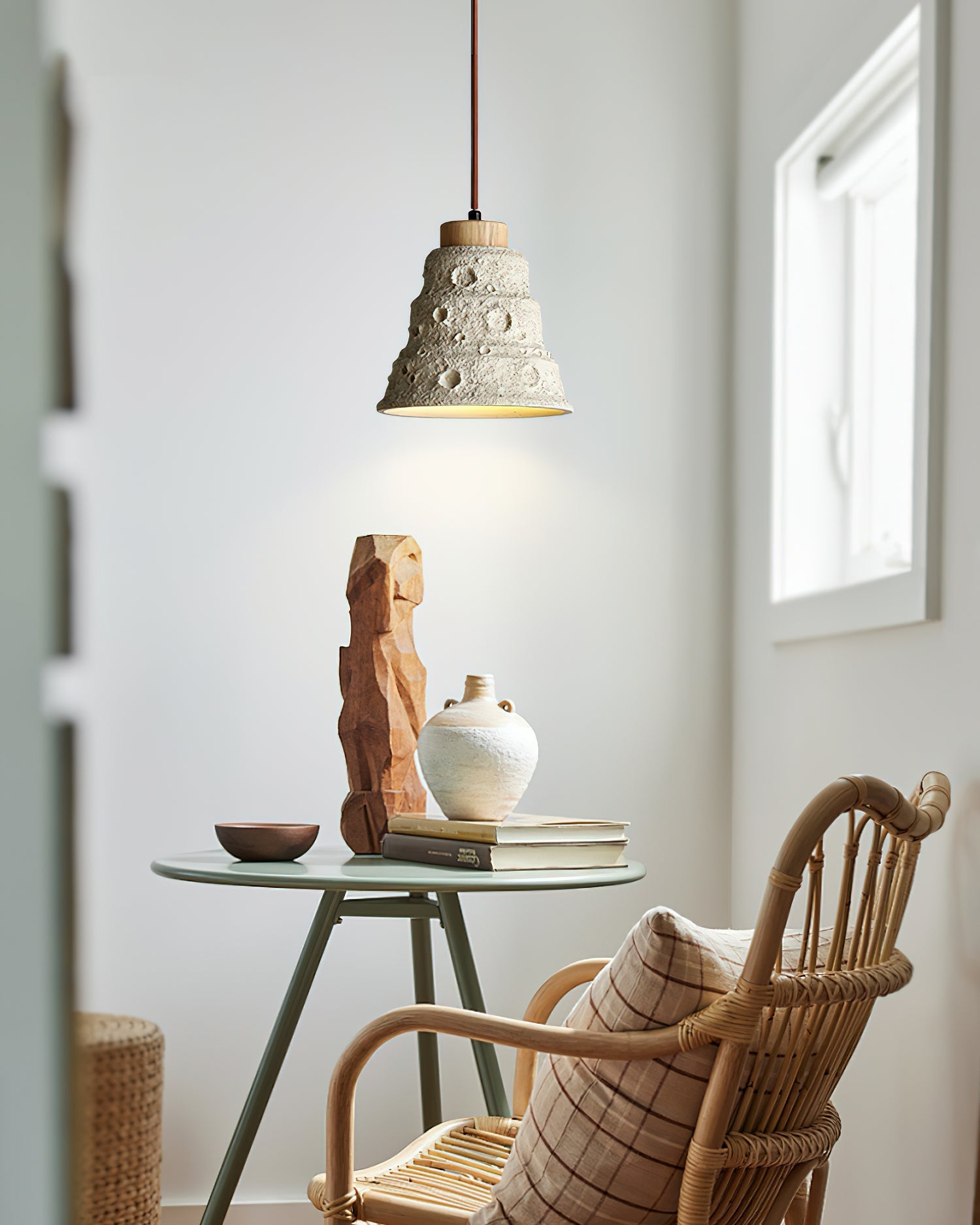 Ilphaeth Nordic Art Bell Stone Wood Pendant Light - Letslighting