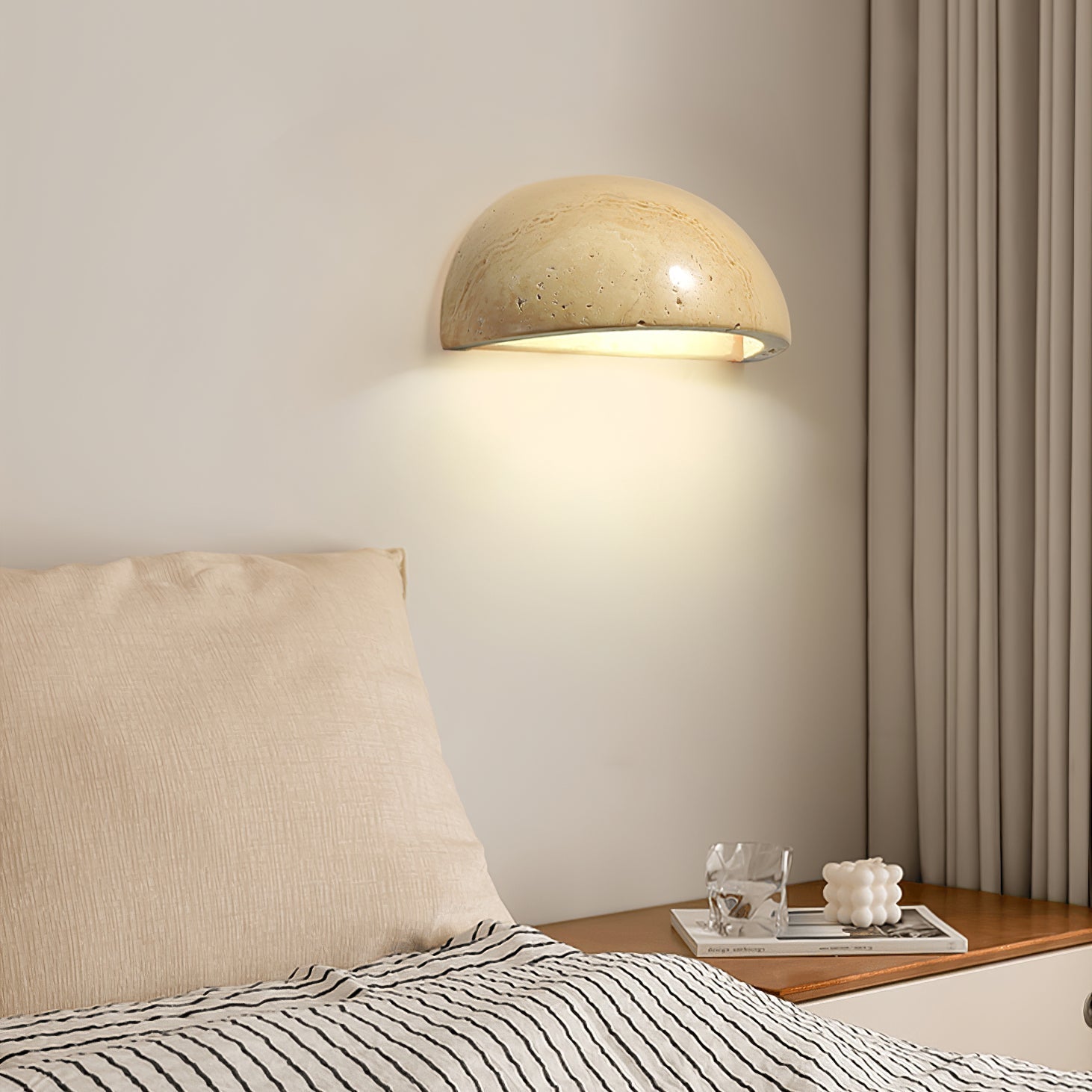 Vethayra Half-Dome Travertine Wall Light - Letslighting