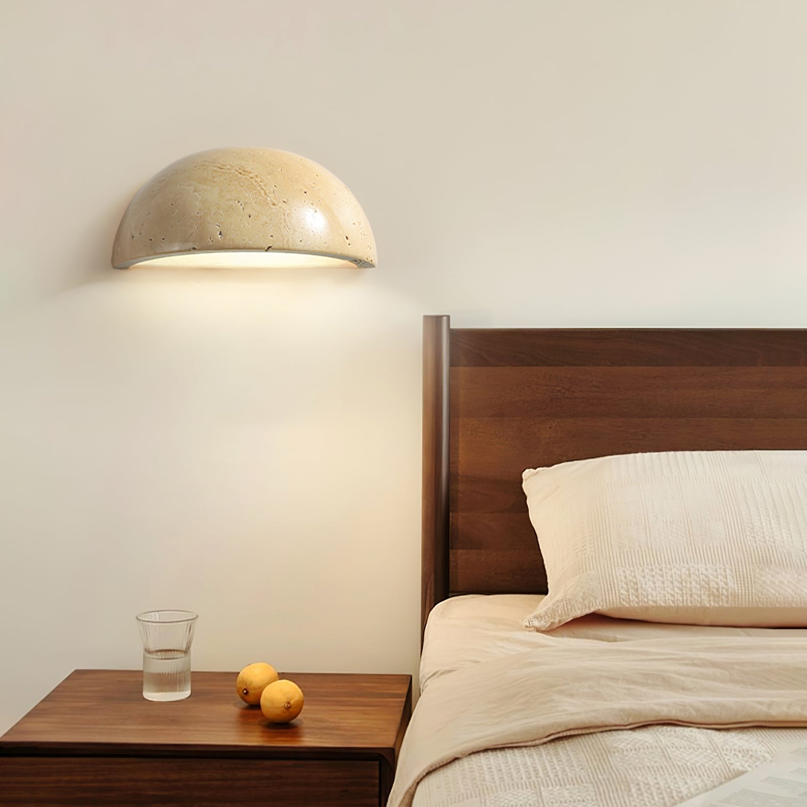 Vethayra Half-Dome Travertine Wall Light - Letslighting