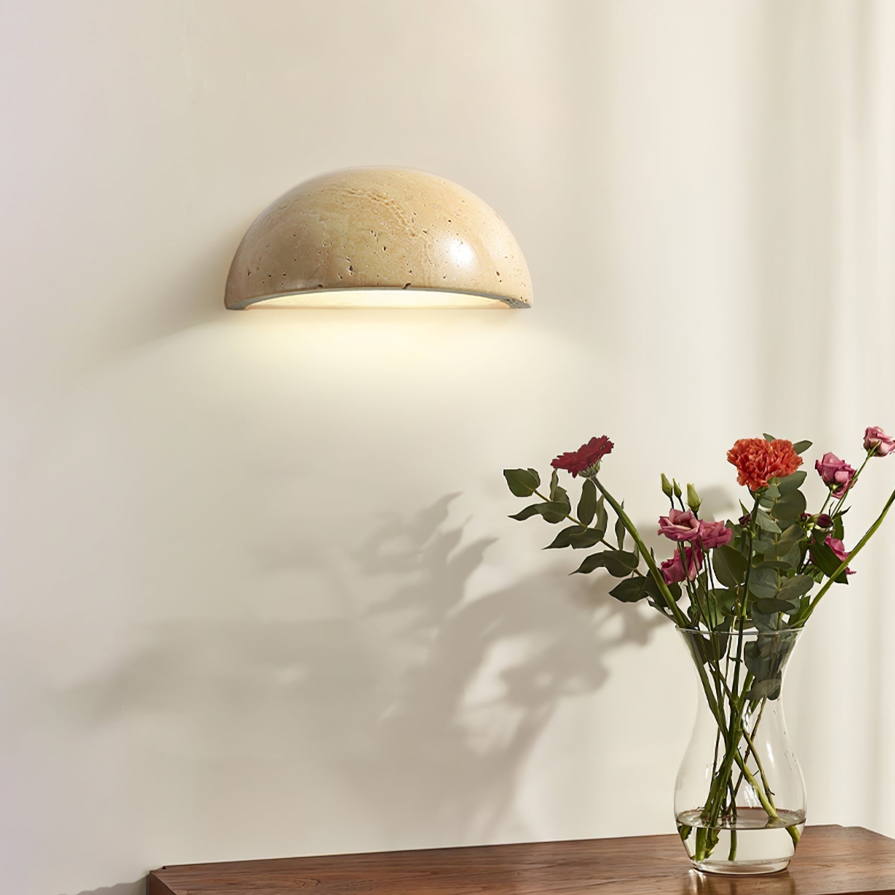 Vethayra Half-Dome Travertine Wall Light - Letslighting