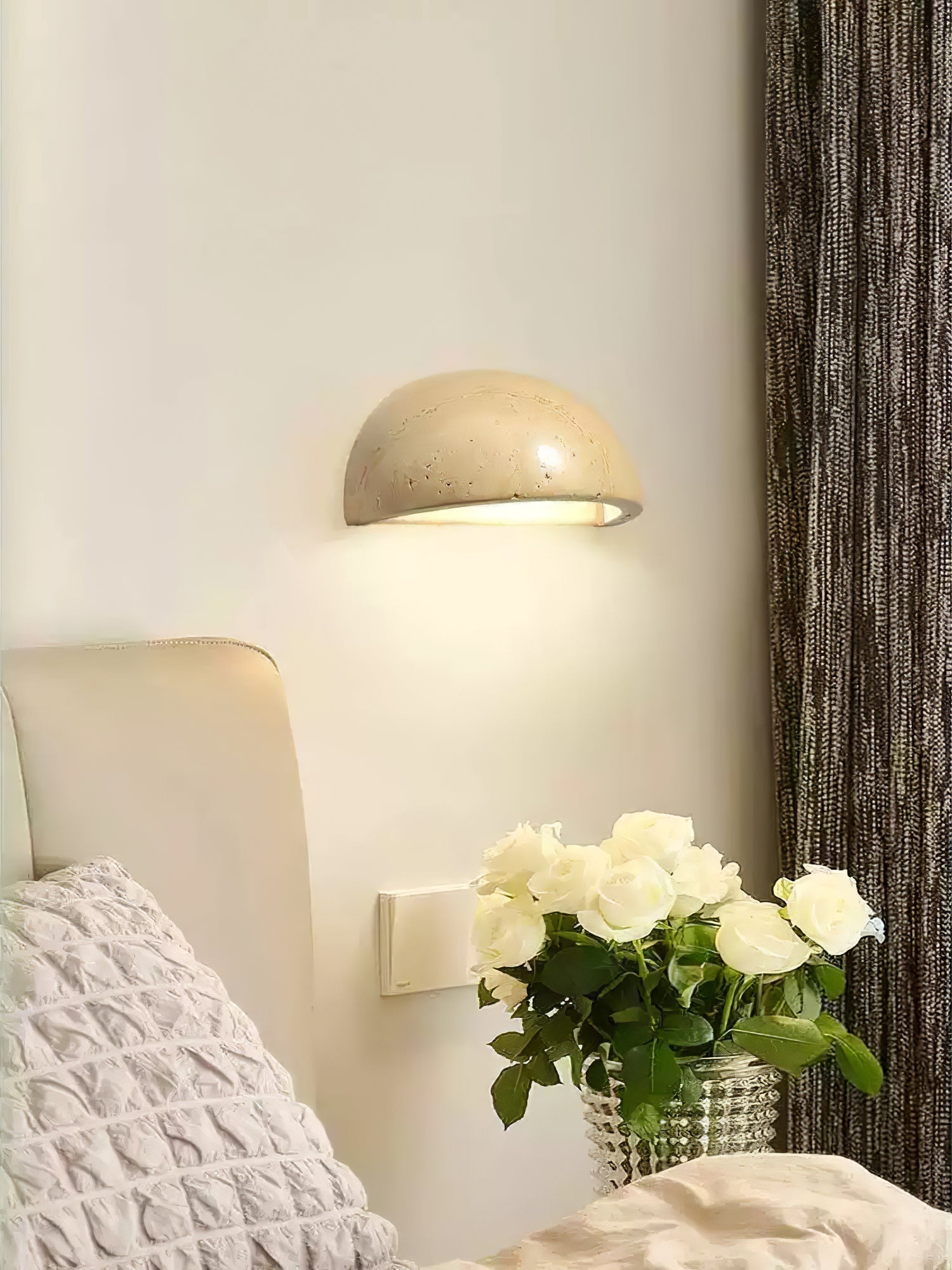 Vethayra Half-Dome Travertine Wall Light - Letslighting