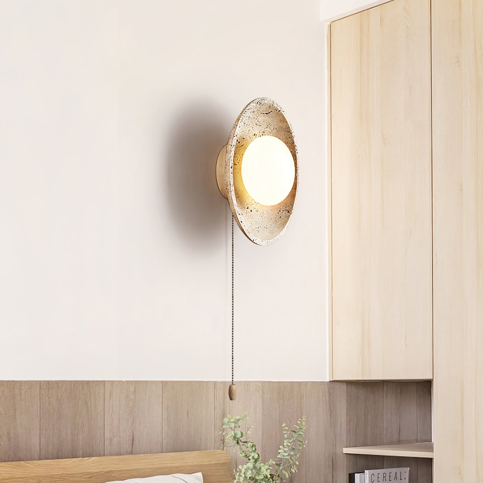 Vephair Bowl-Frame Travertine Wall Light - Letslighting