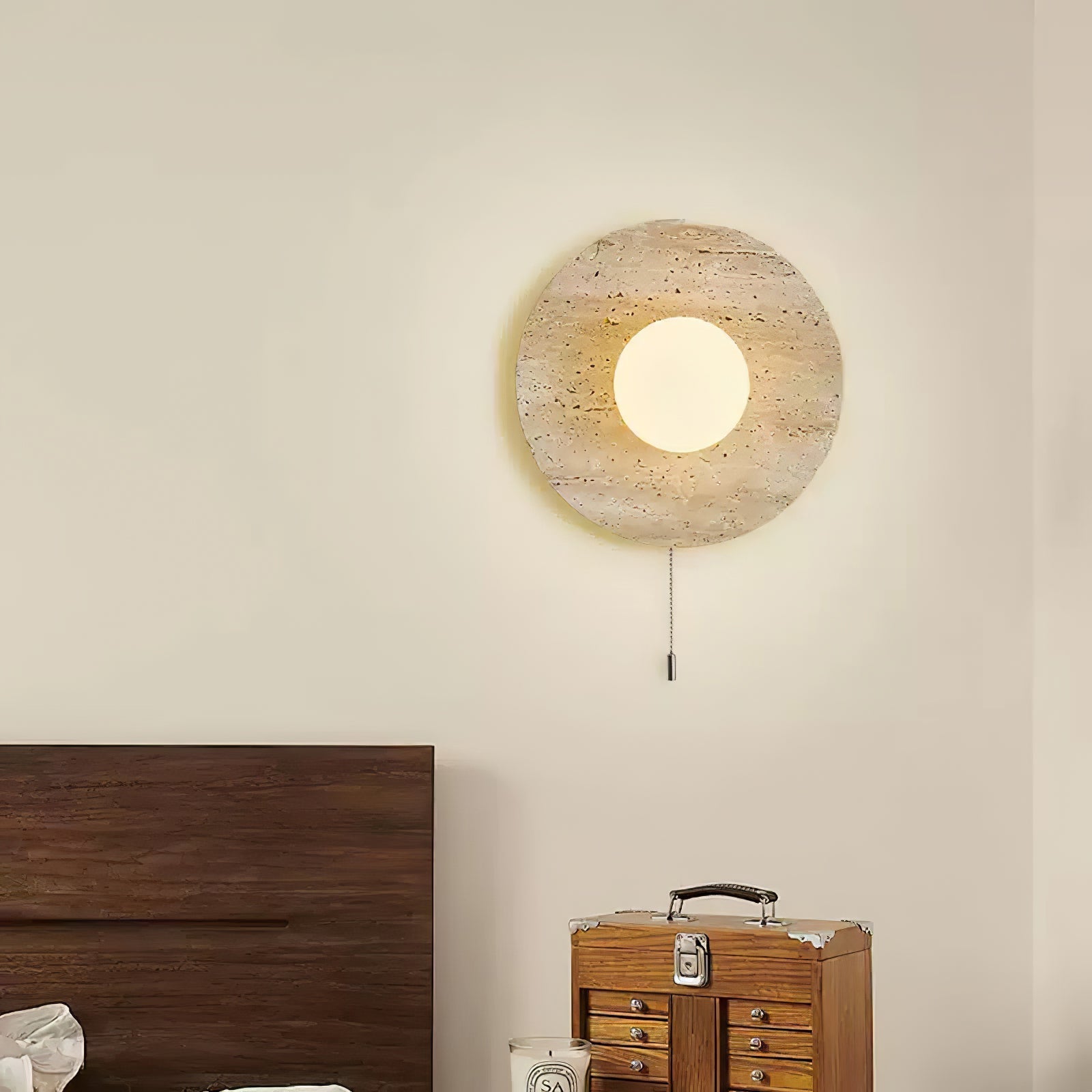 Vephair Bowl-Frame Travertine Wall Light - Letslighting