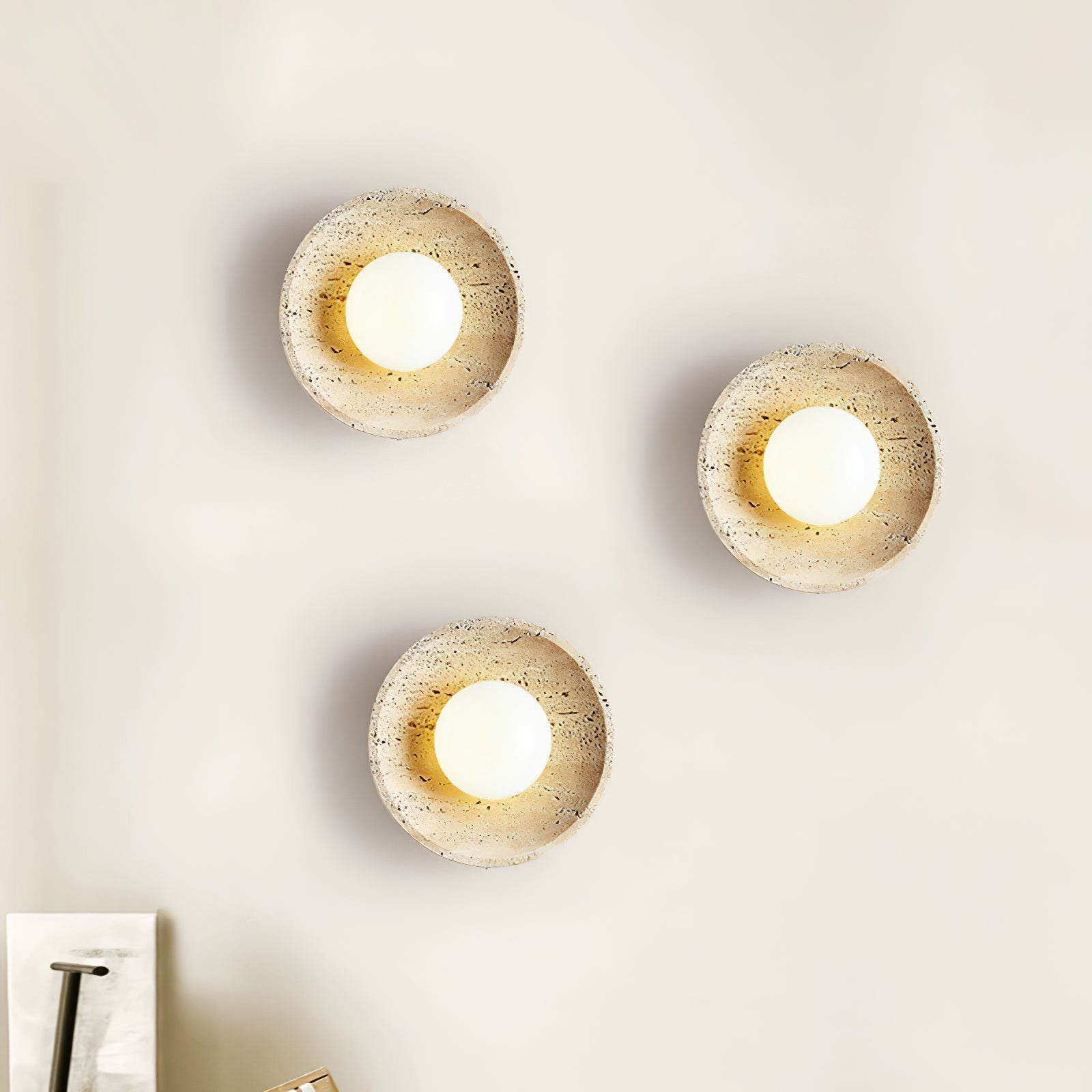 Vephair Bowl-Frame Travertine Wall Light - Letslighting