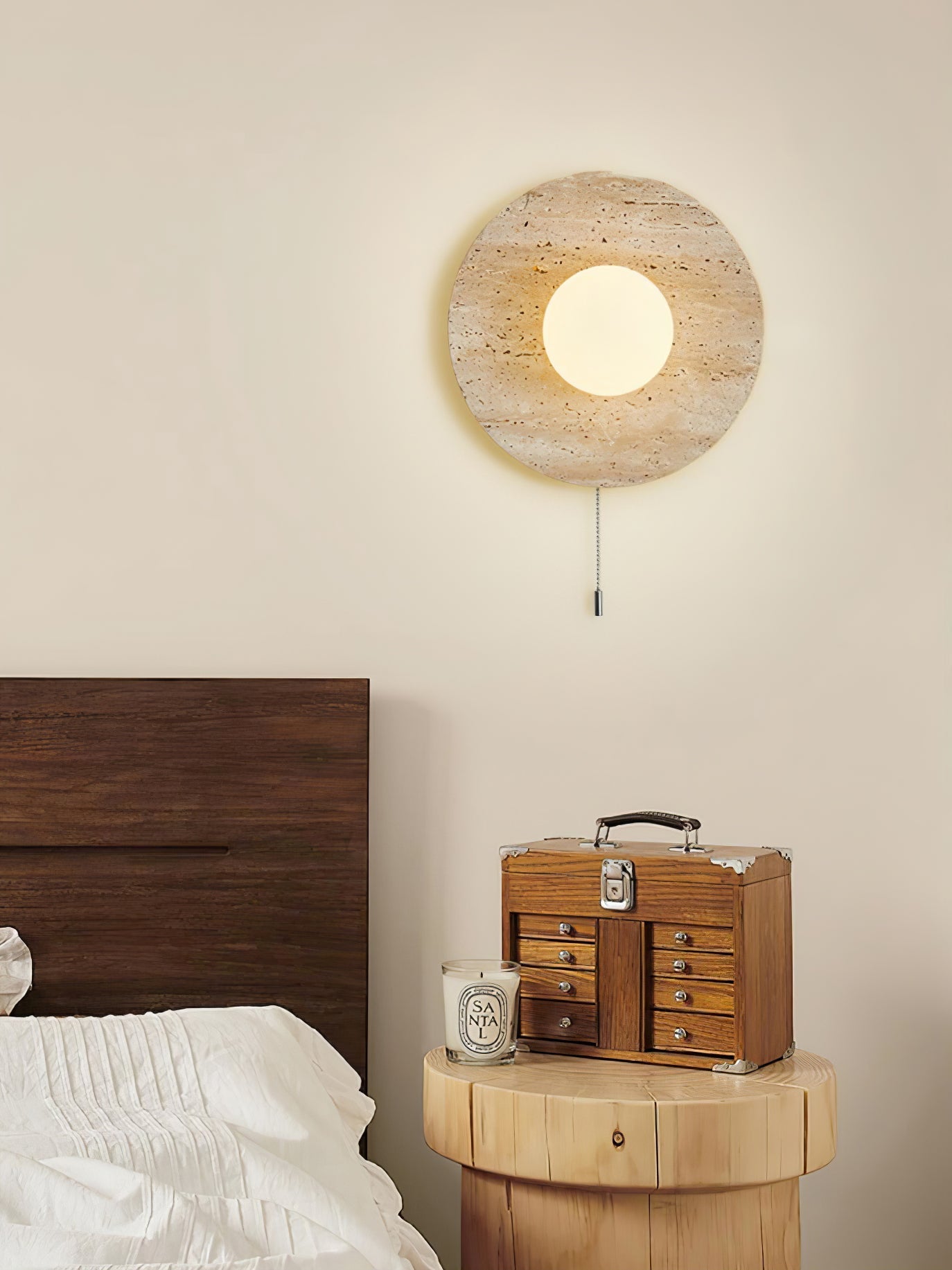 Vephair Bowl-Frame Travertine Wall Light - Letslighting