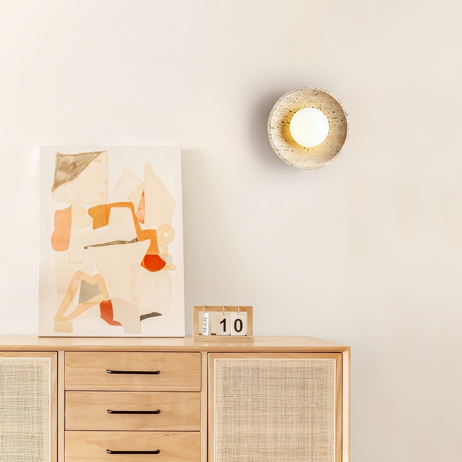 Vephair Bowl-Frame Travertine Wall Light - Letslighting