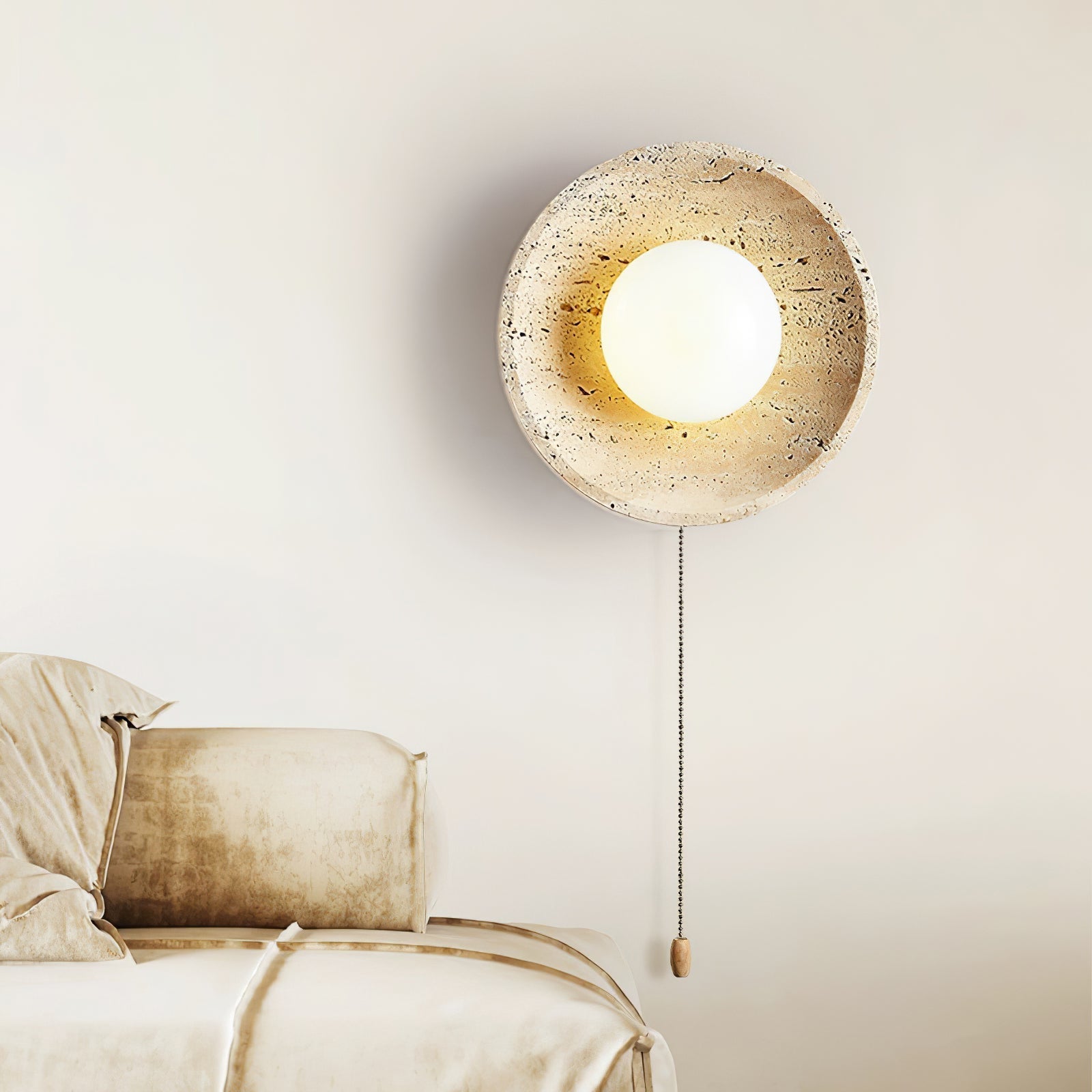 Vephair Bowl-Frame Travertine Wall Light - Letslighting