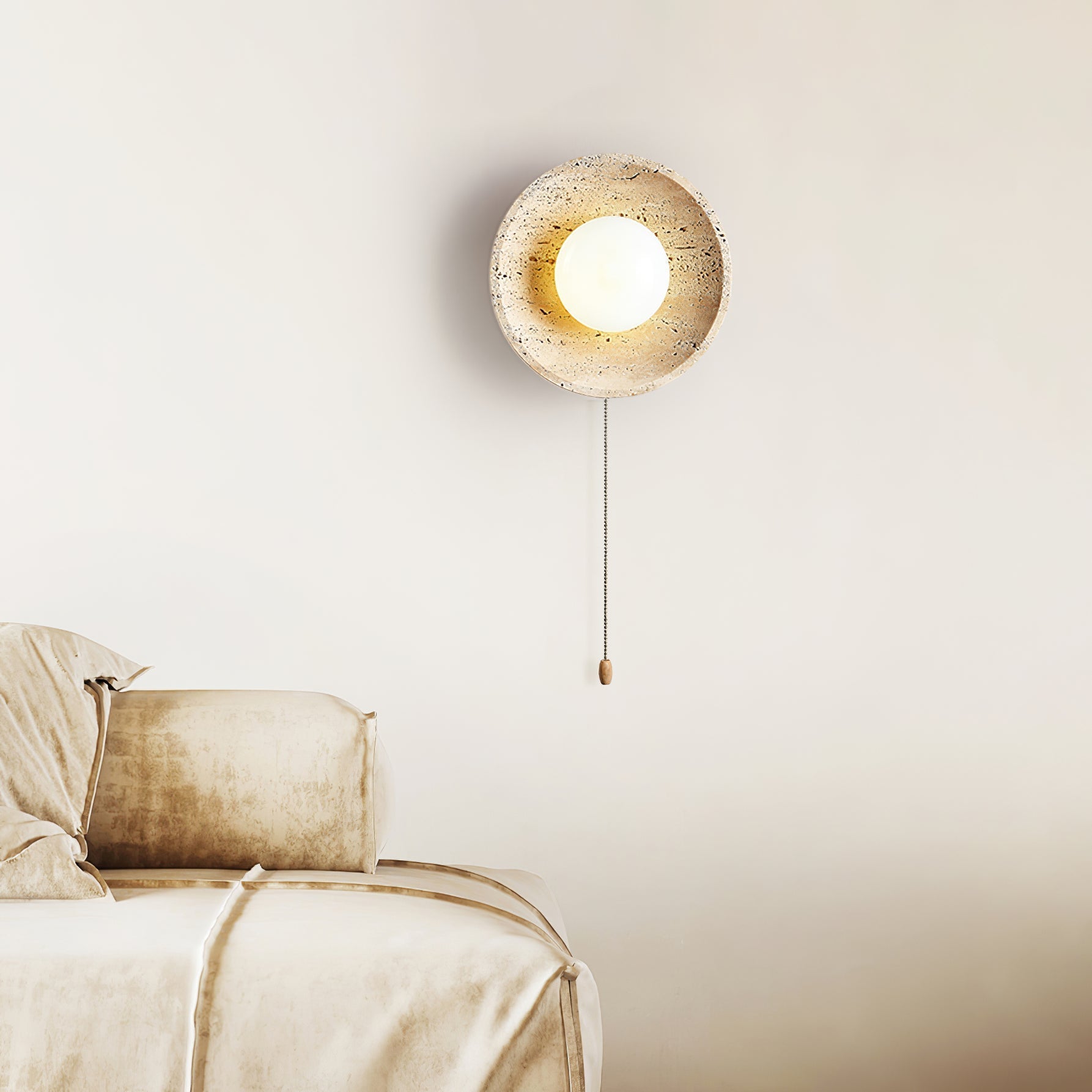 Vephair Bowl-Frame Travertine Wall Light - Letslighting