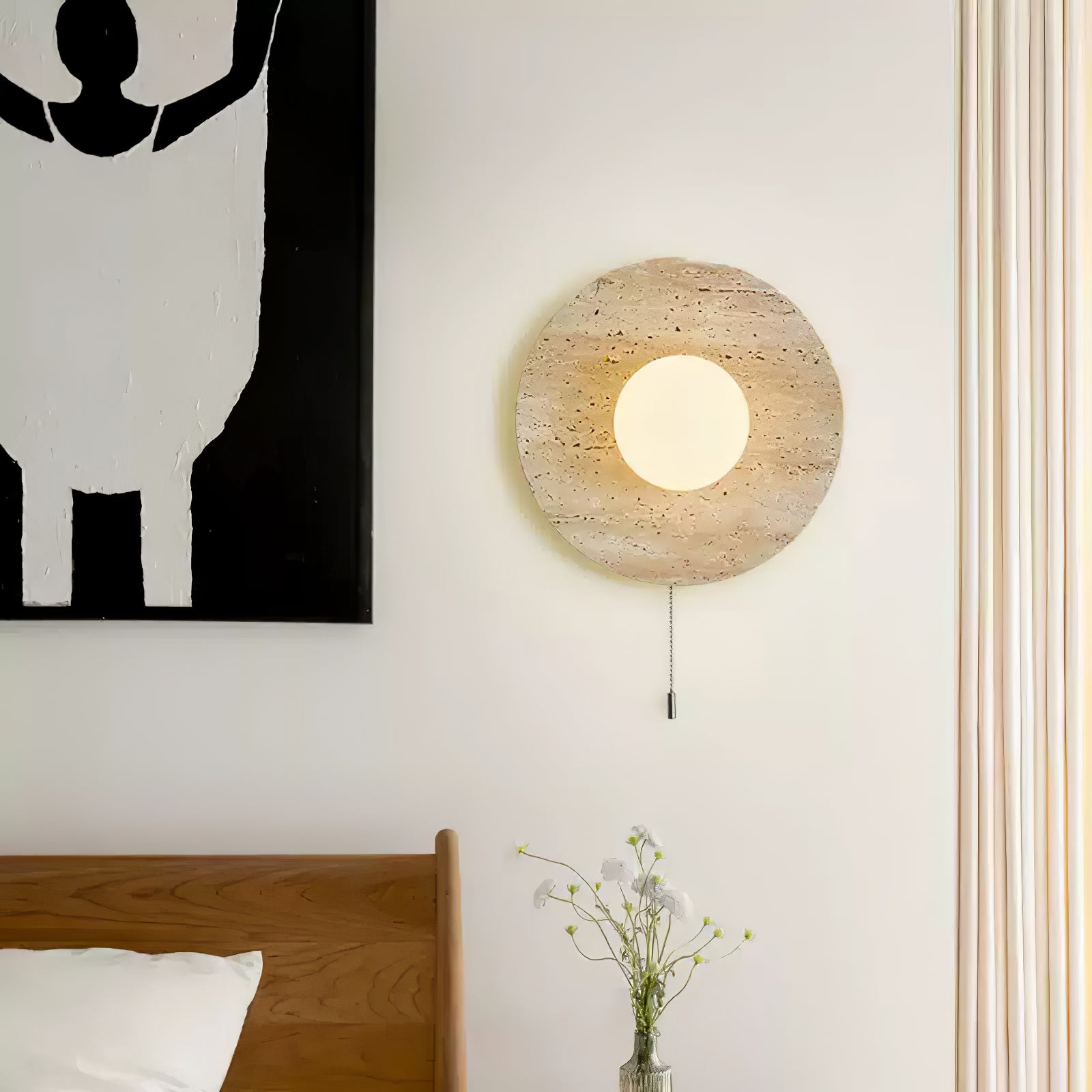 Vephair Bowl-Frame Travertine Wall Light - Letslighting