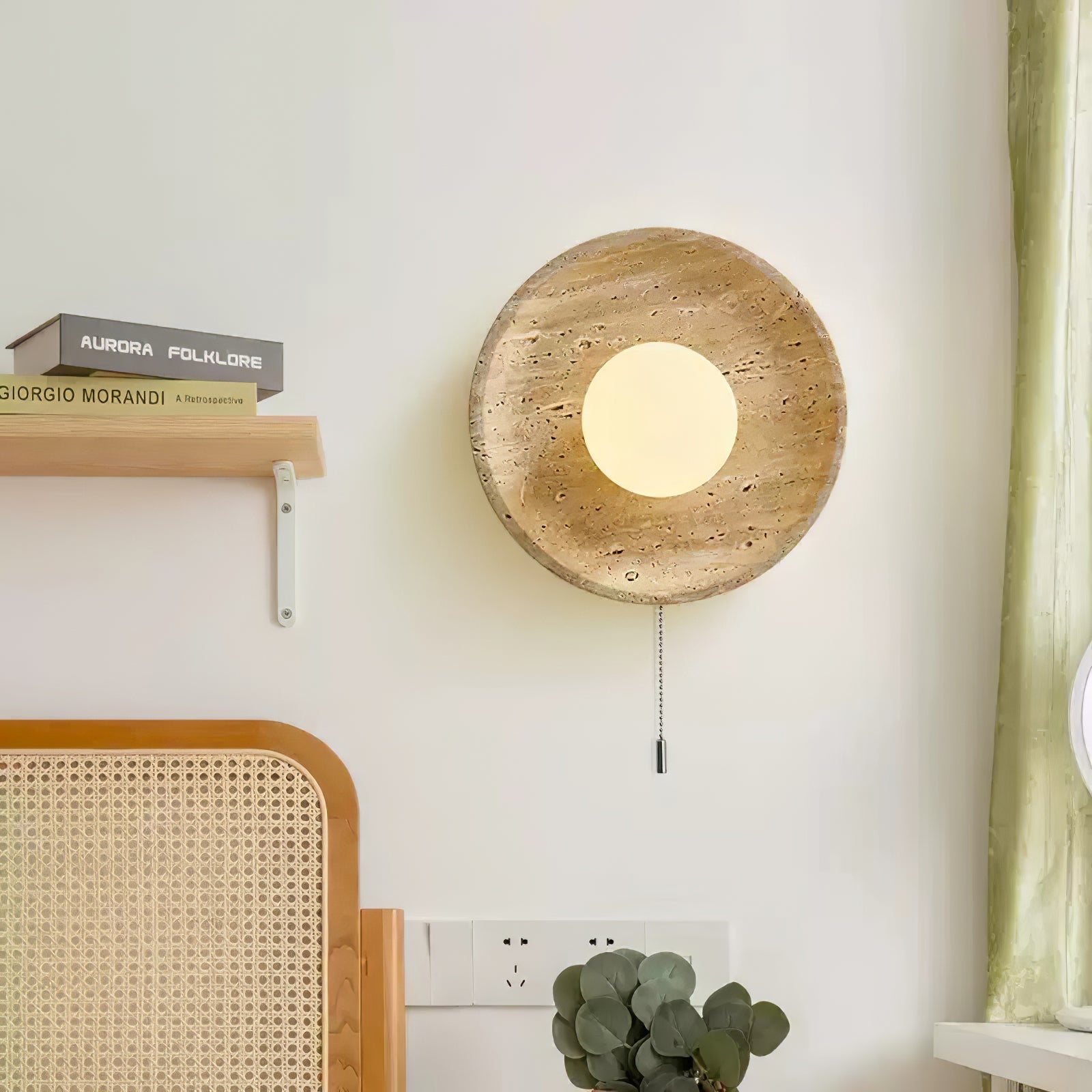 Vephair Bowl-Frame Travertine Wall Light - Letslighting