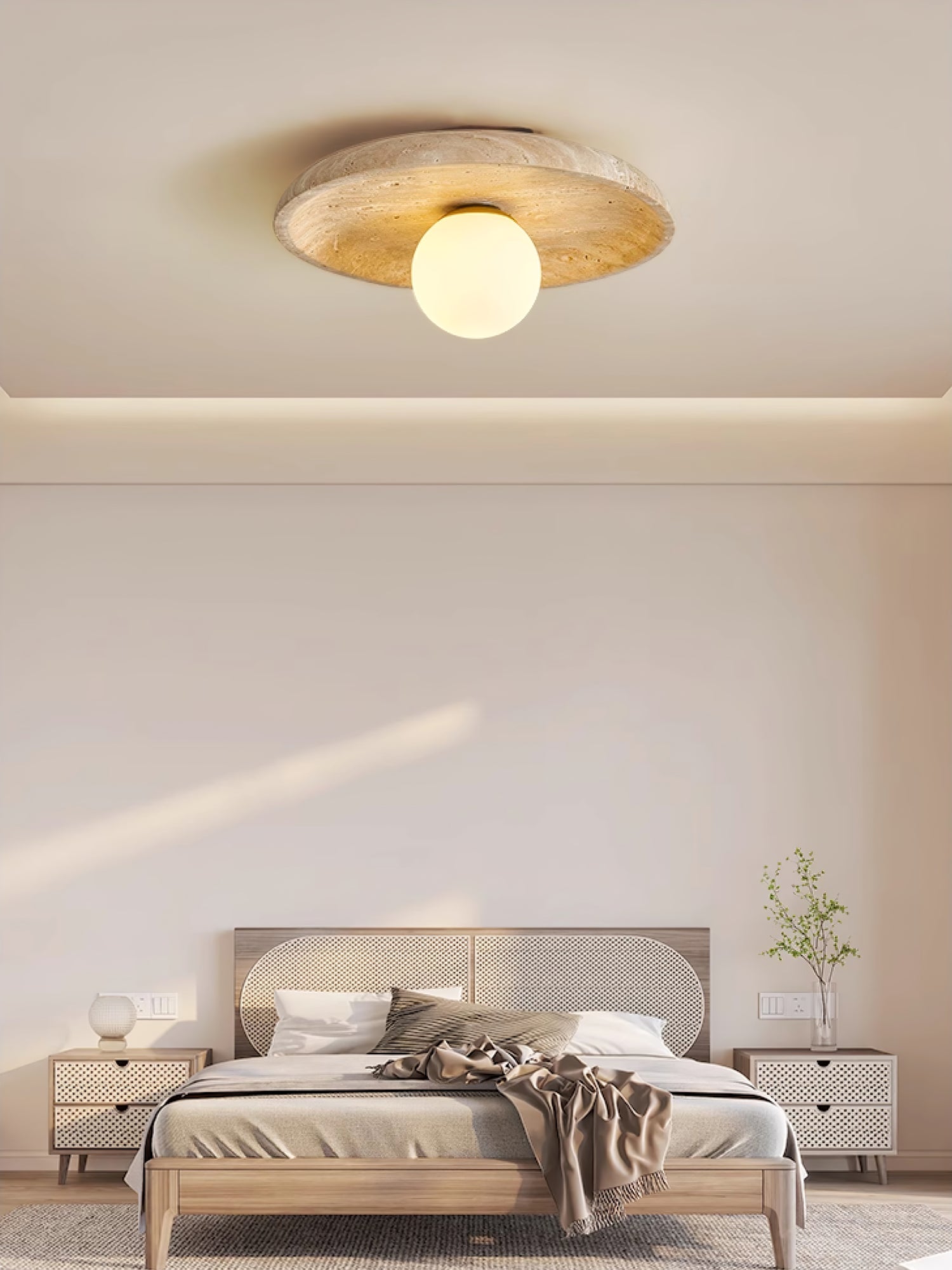 Vephair Bowl-Frame Travertine Wall Light - Letslighting