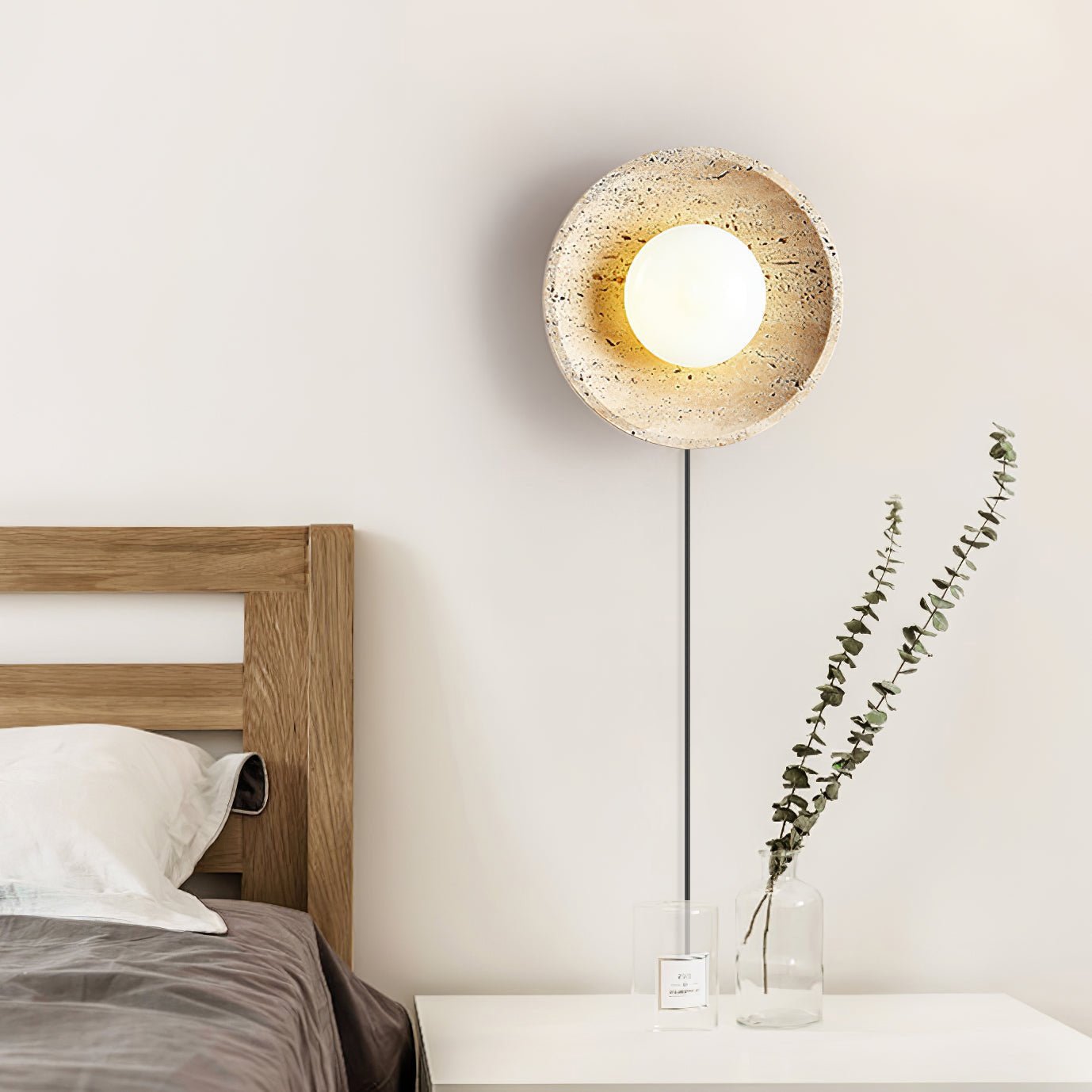 Cocarila Ring Shade Travertine Wall Light - Letslighting