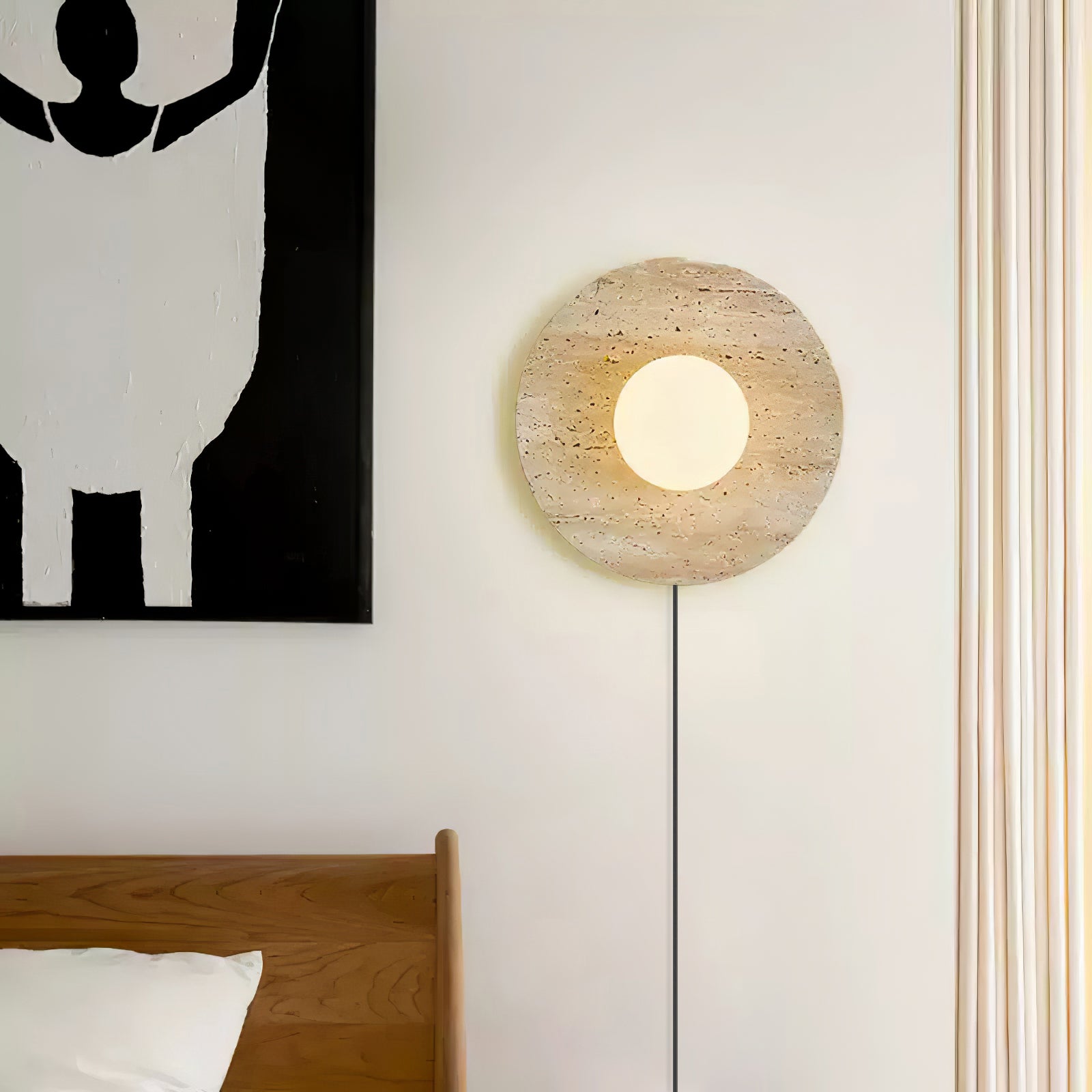 Cocarila Ring Shade Travertine Wall Light - Letslighting