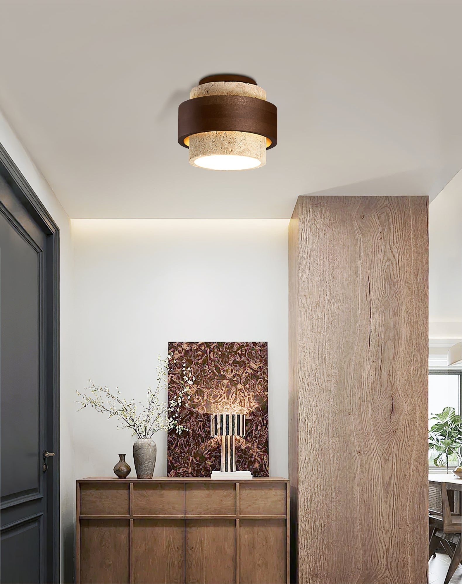 Eltalor Layered Ring Travertine Ceiling Light - Letslighting