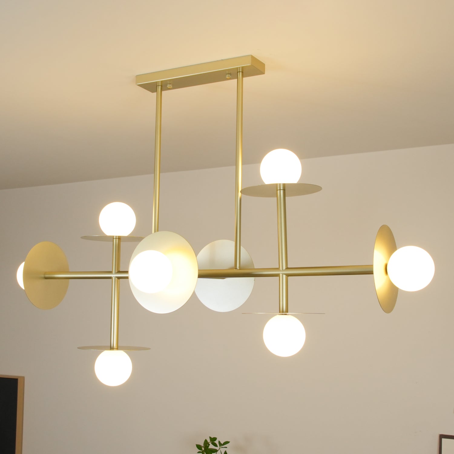 Lustra Strada Chandelier Brass Glass Geometric - Letslighting