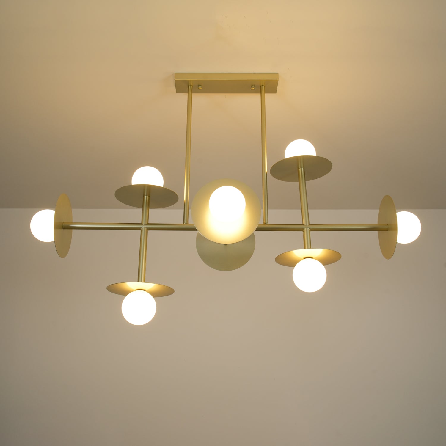 Lustra Strada Chandelier Brass Glass Geometric - Letslighting