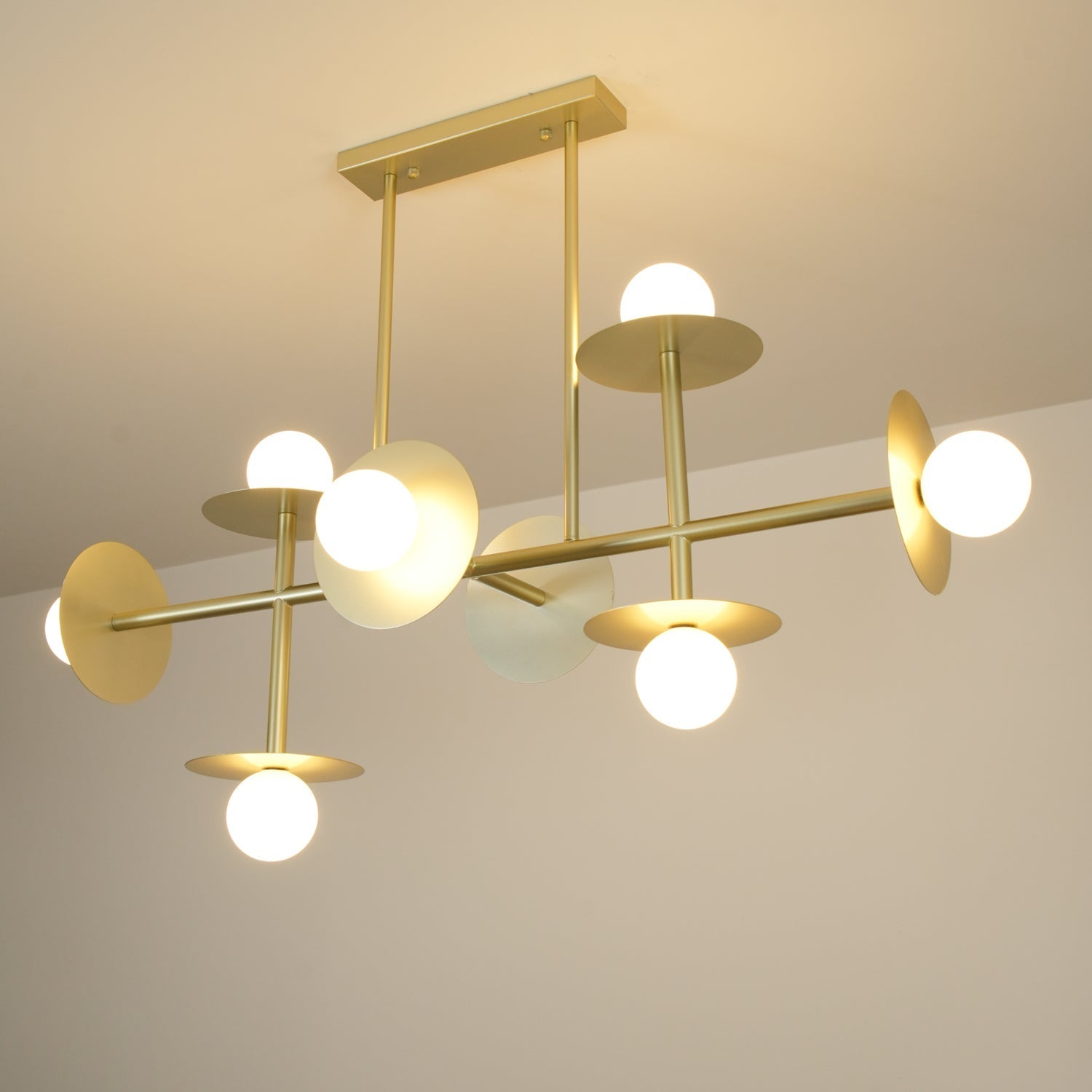 Lustra Strada Chandelier Brass Glass Geometric - Letslighting