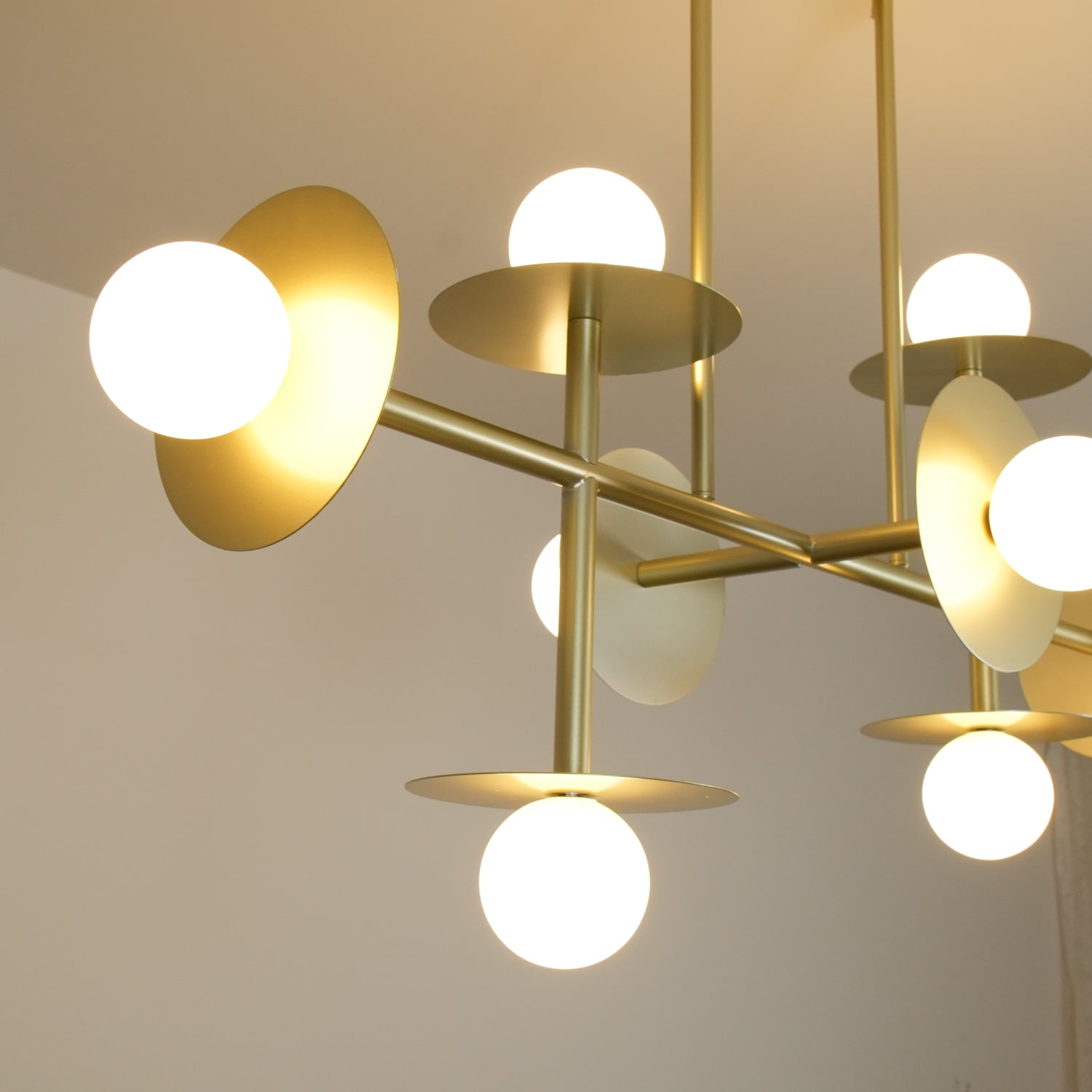 Lustra Strada Chandelier Brass Glass Geometric - Letslighting