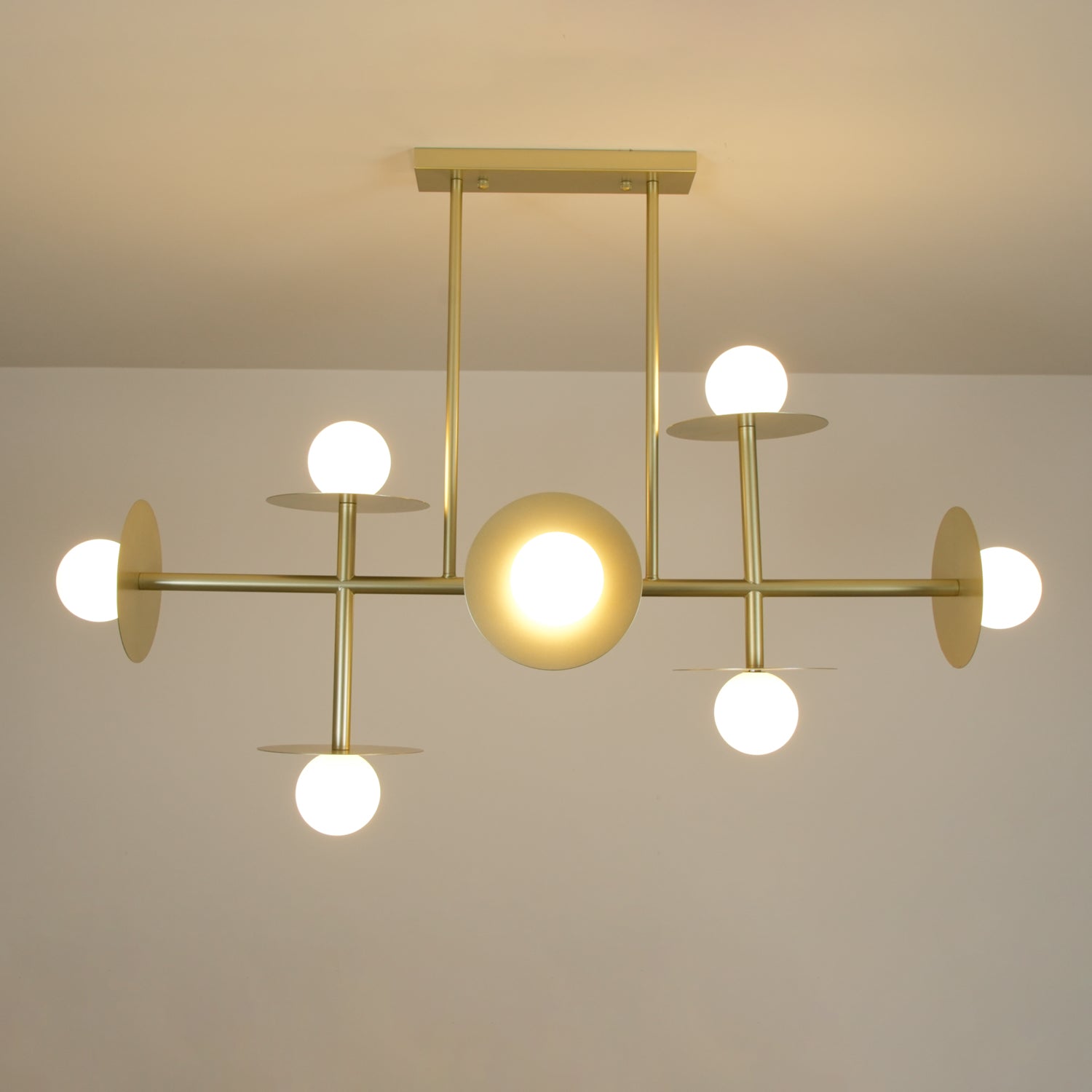 Lustra Strada Chandelier Brass Glass Geometric - Letslighting