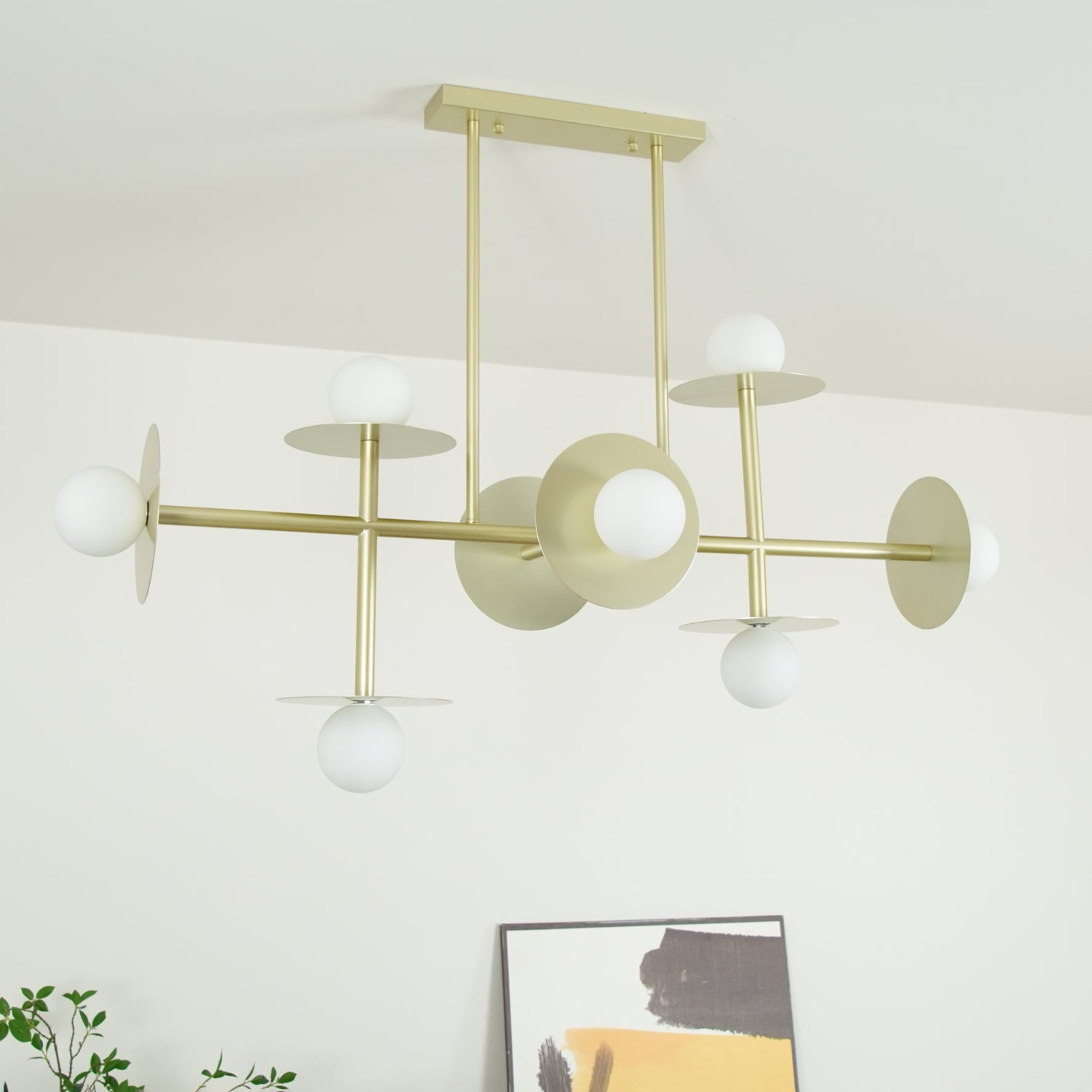 Lustra Strada Chandelier Brass Glass Geometric - Letslighting