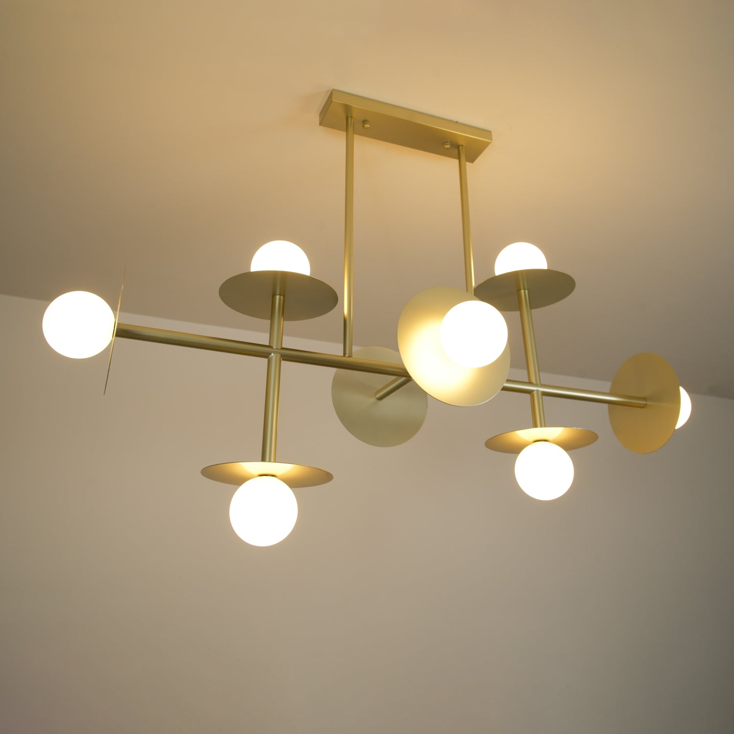 Lustra Strada Chandelier Brass Glass Geometric - Letslighting