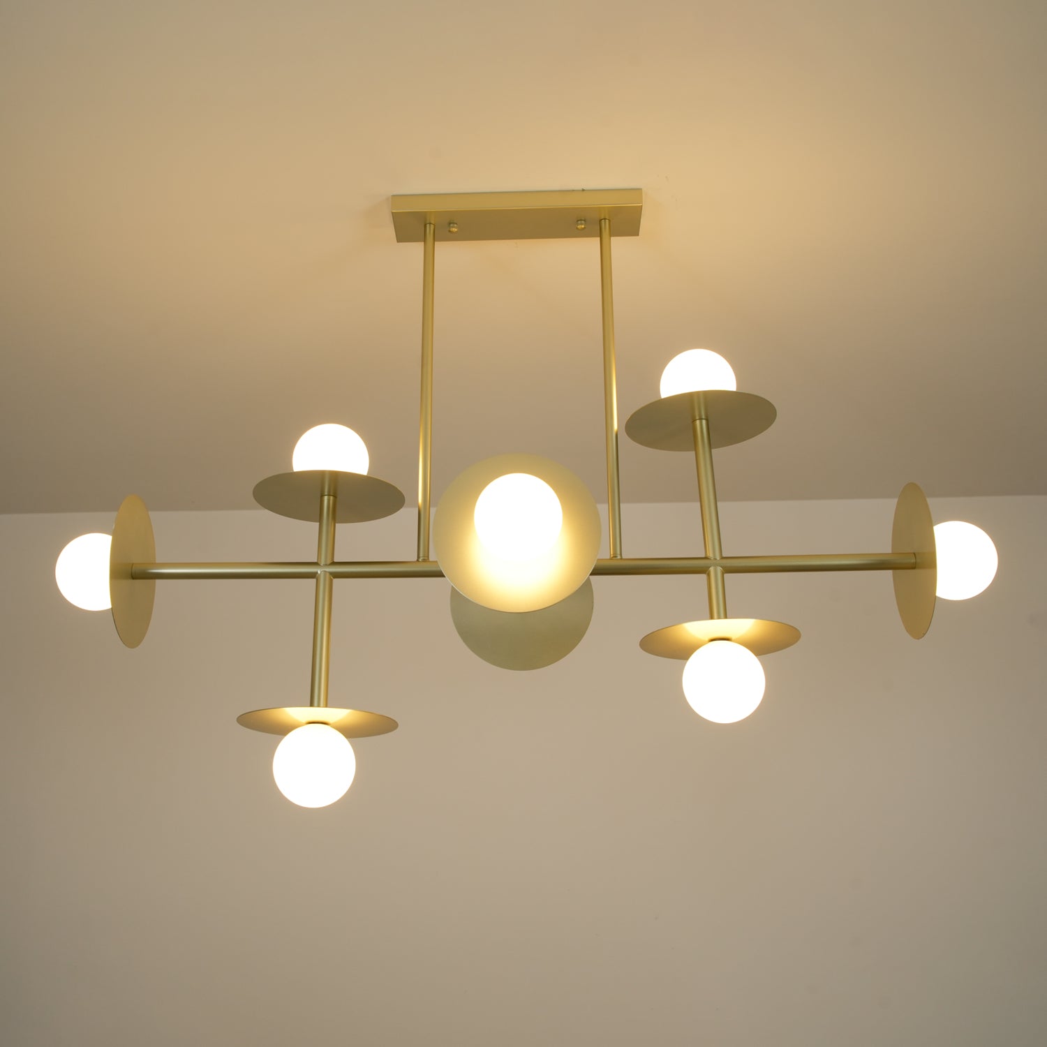 Lustra Strada Chandelier Brass Glass Geometric - Letslighting