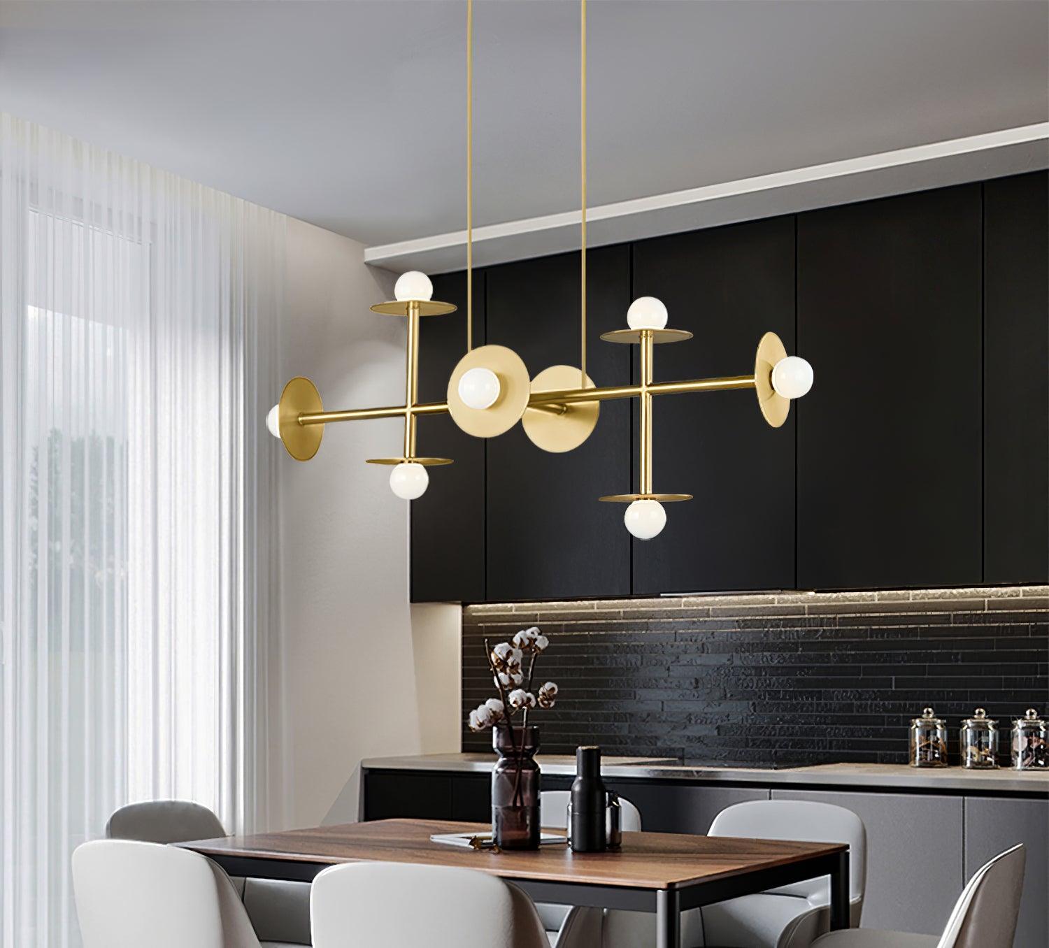 Lustra Strada Chandelier Brass Glass Geometric - Letslighting
