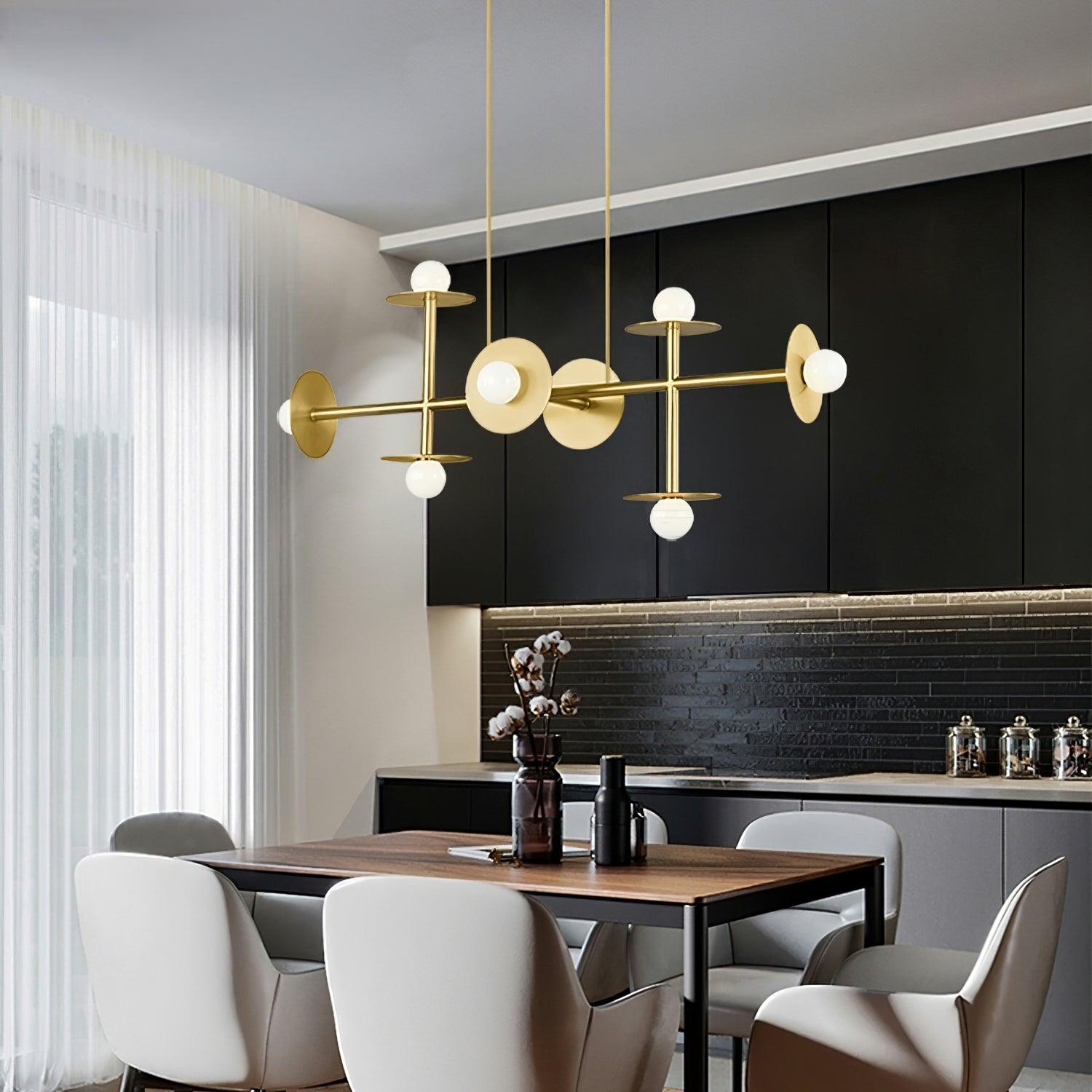 Lustra Strada Chandelier Brass Glass Geometric - Letslighting
