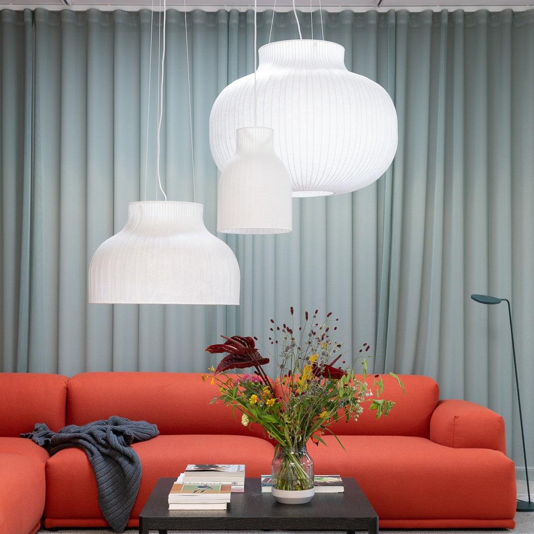Pendant Light Silk Bell Shade Pleated Curved Modern Minimalist - Letslighting