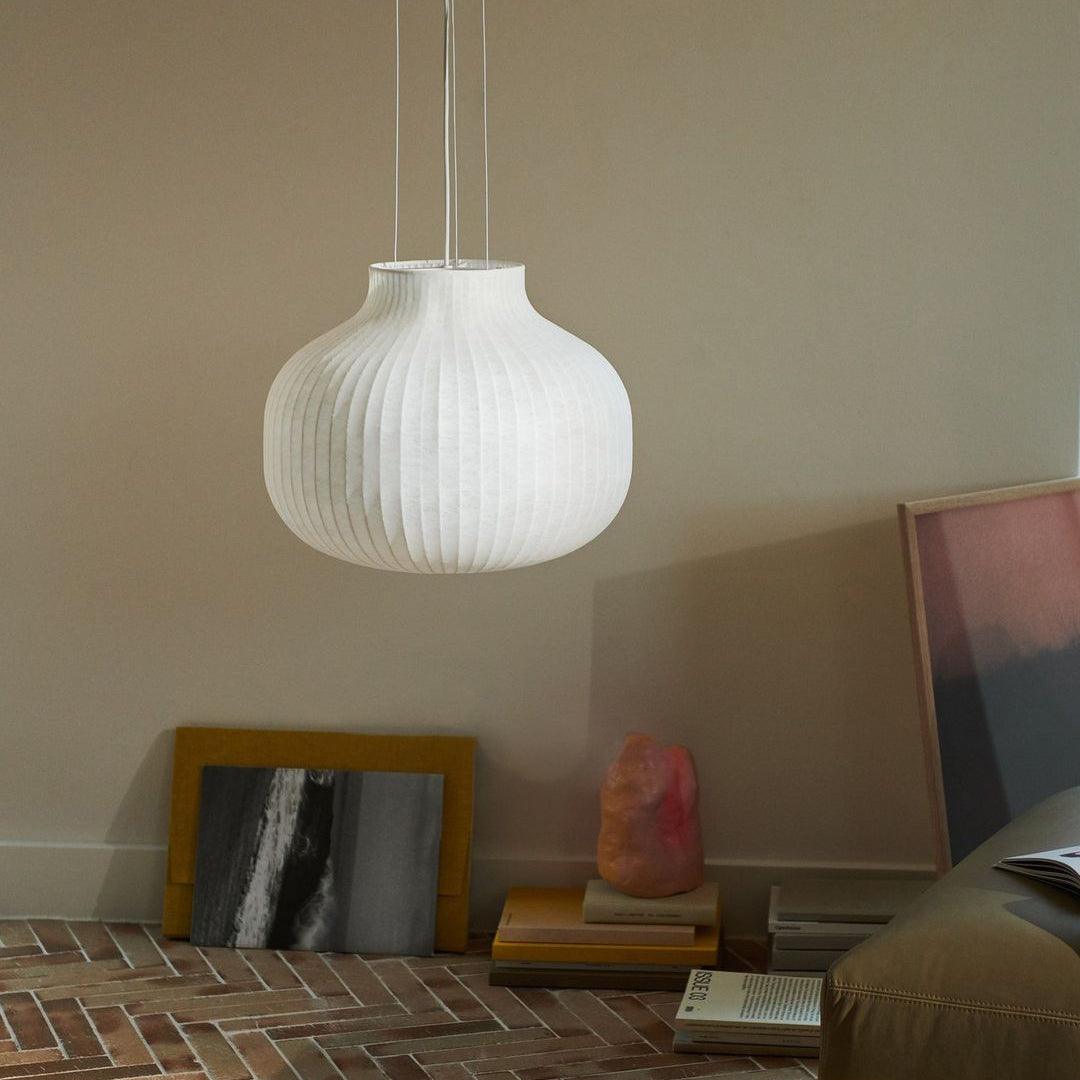 Pendant Light Silk Bell Shade Pleated Curved Modern Minimalist - Letslighting