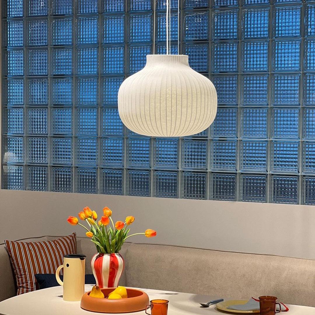 Pendant Light Silk Bell Shade Pleated Curved Modern Minimalist - Letslighting