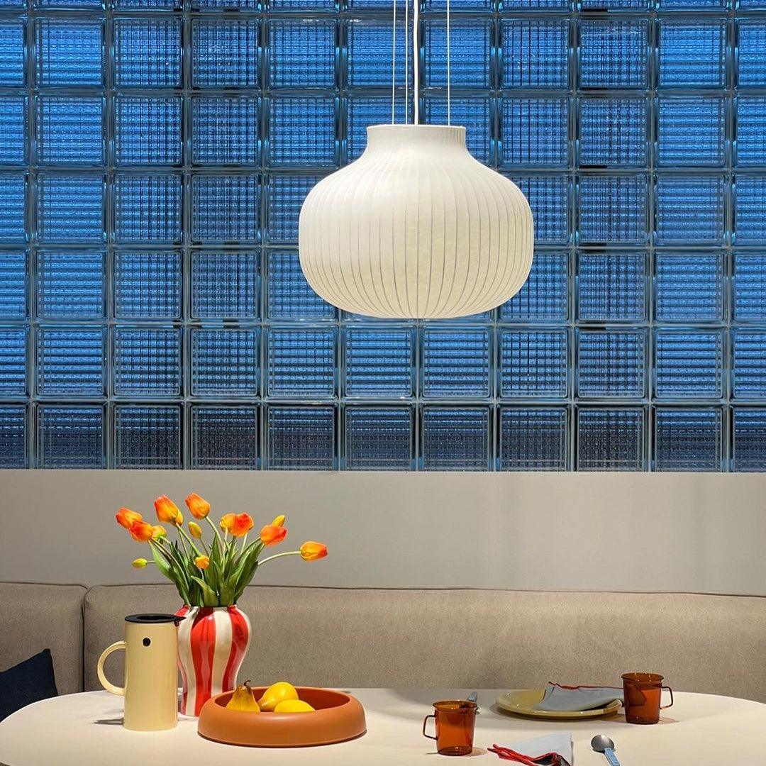 Pendant Light Silk Bell Shade Pleated Curved Modern Minimalist - Letslighting