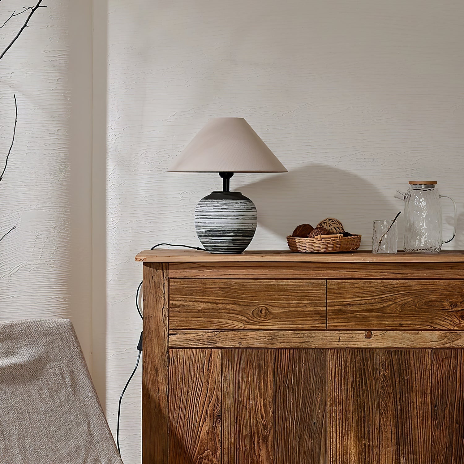 Strata Modern Ceramic & Fabric Table Lamp