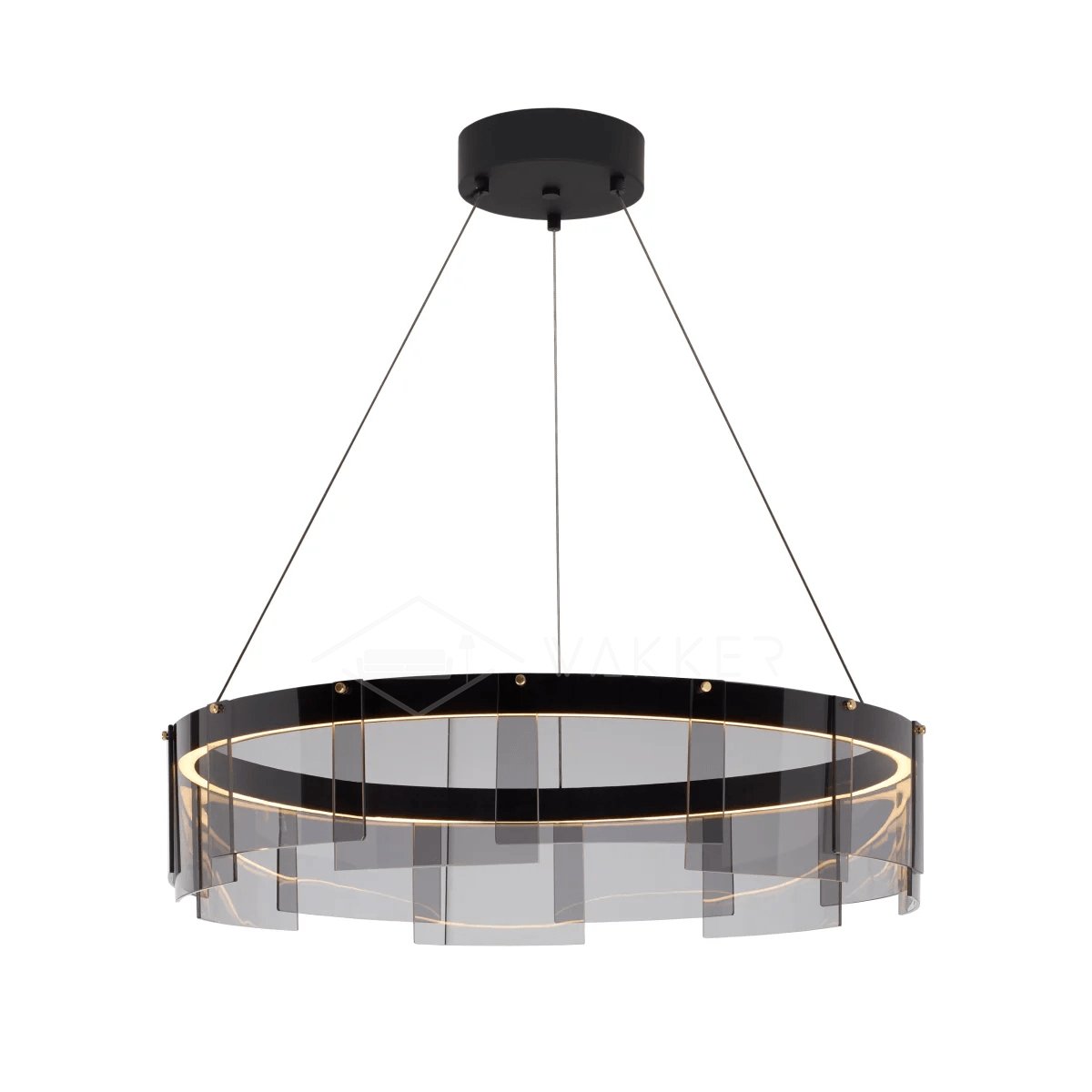 Lustra Chandelier LED Ring Black Glass Modern - Letslighting
