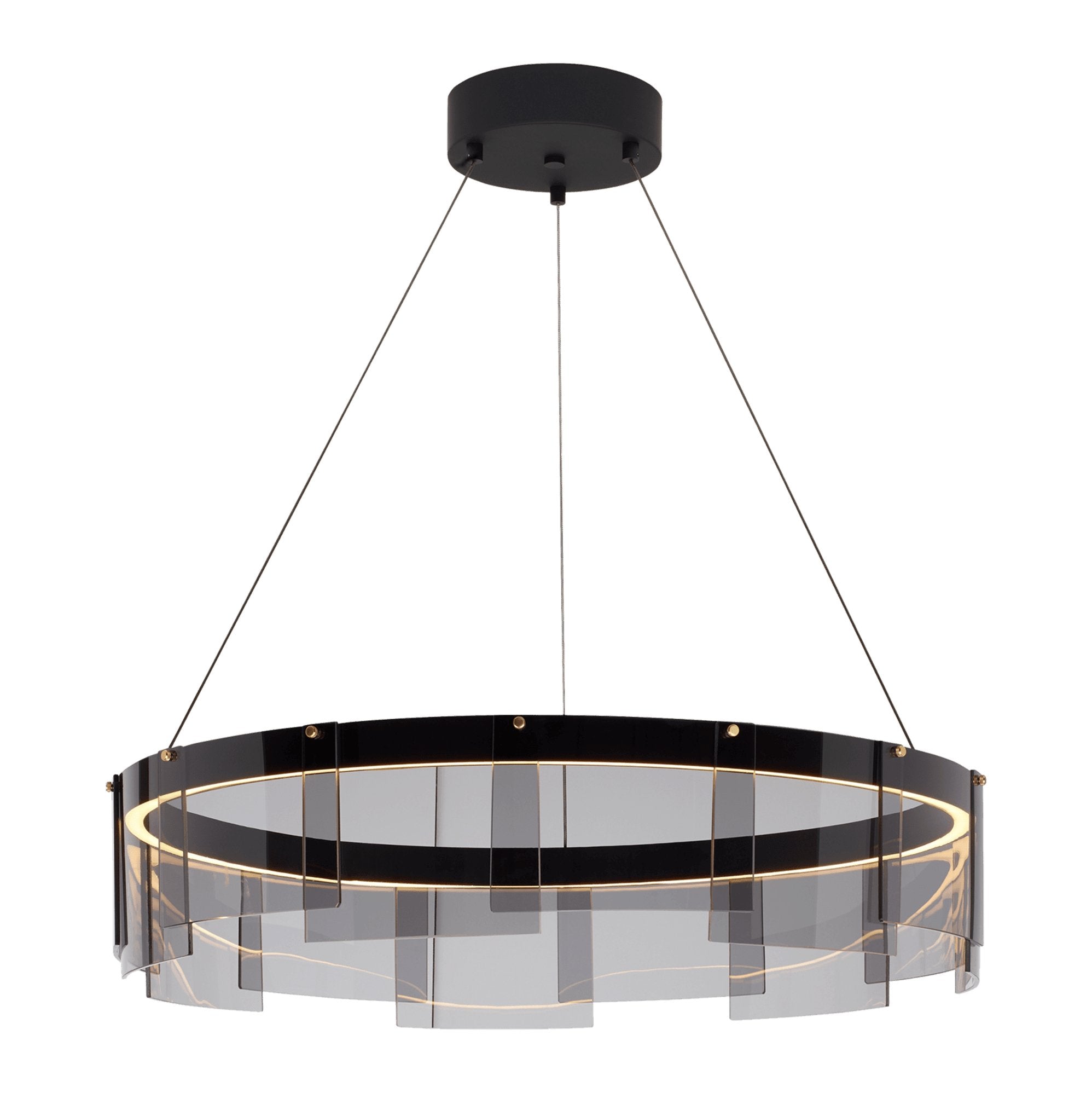 Lustra Chandelier LED Ring Black Glass Modern - Letslighting