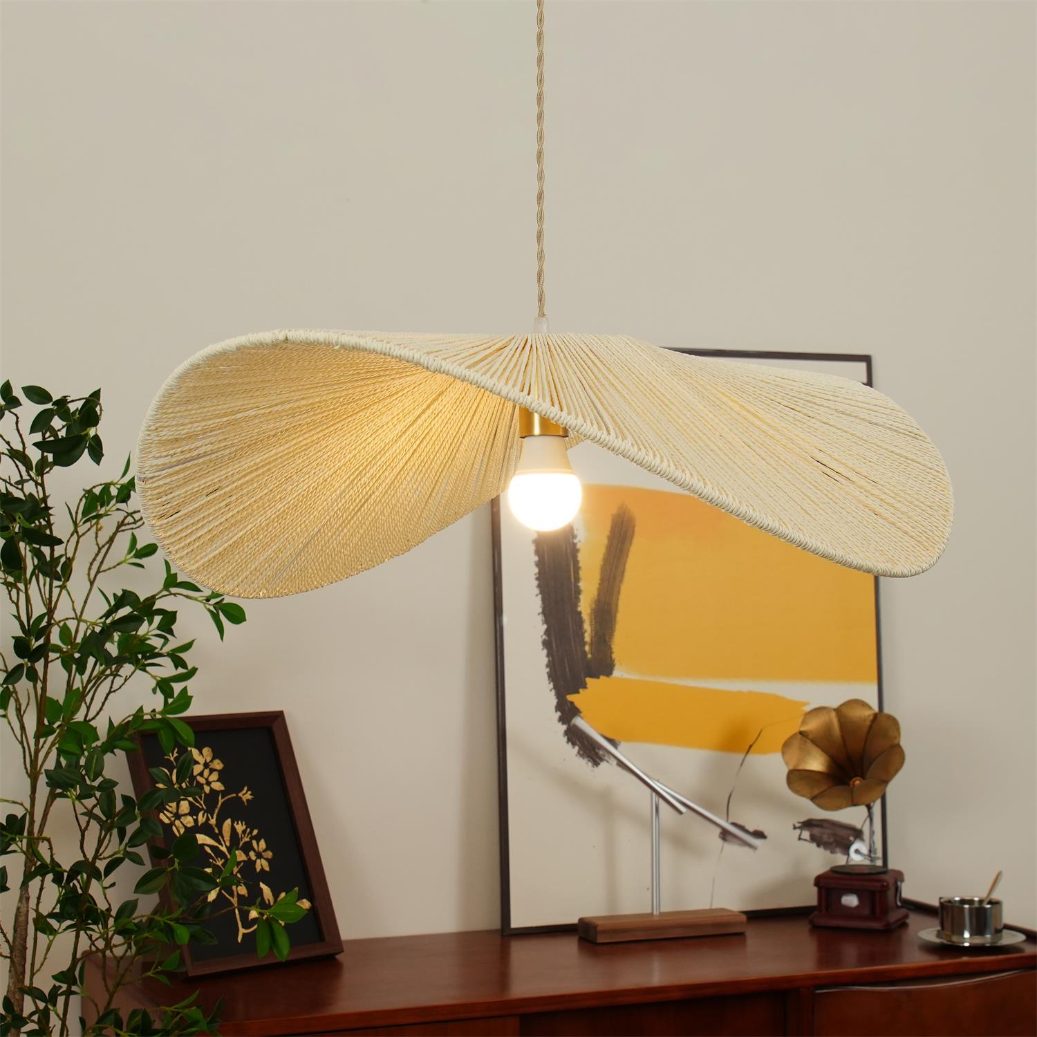 Solara Handwoven Natural Rattan Pendant Light - Letslighting