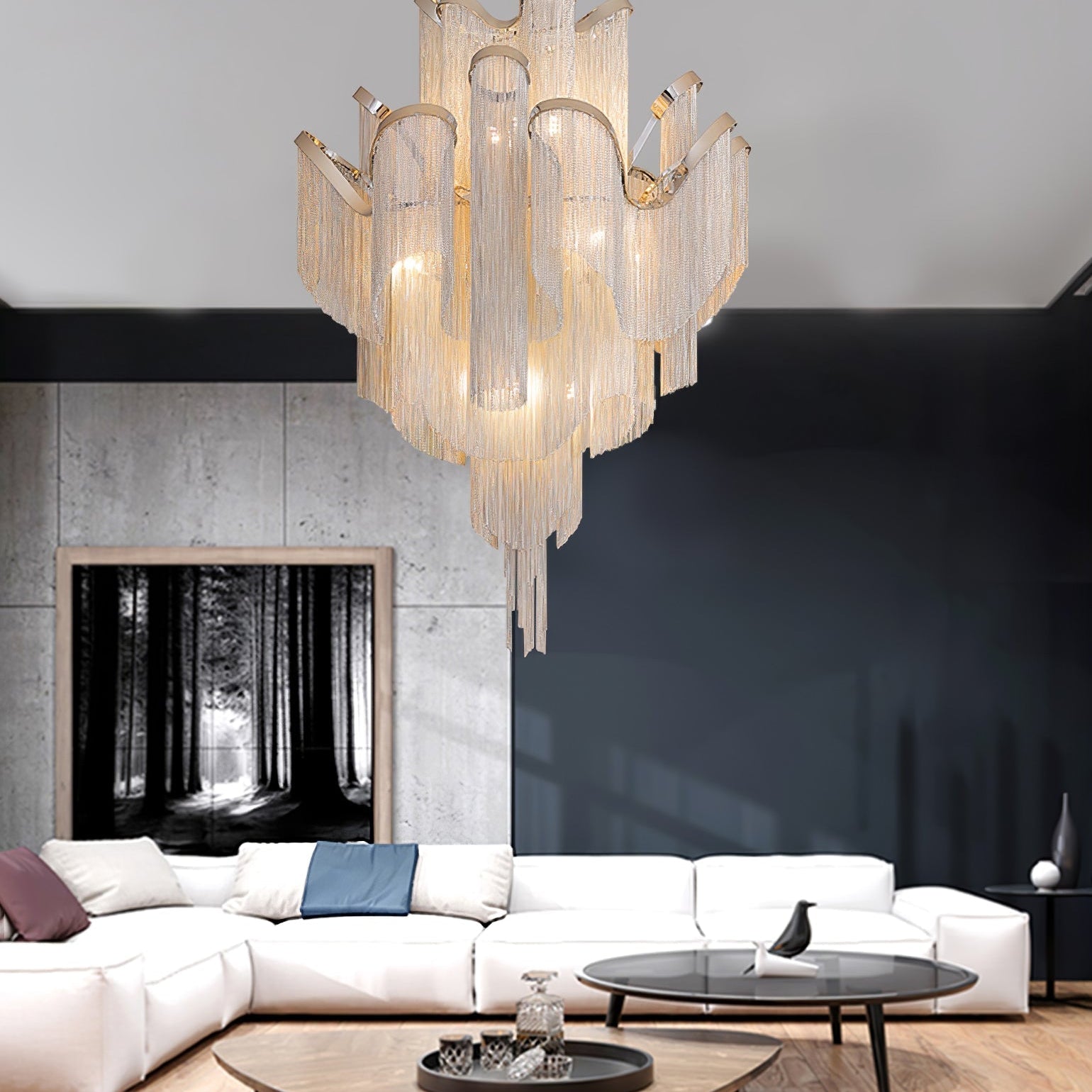 Lustra Pendant Lamp Stream Chain Nickel - Letslighting