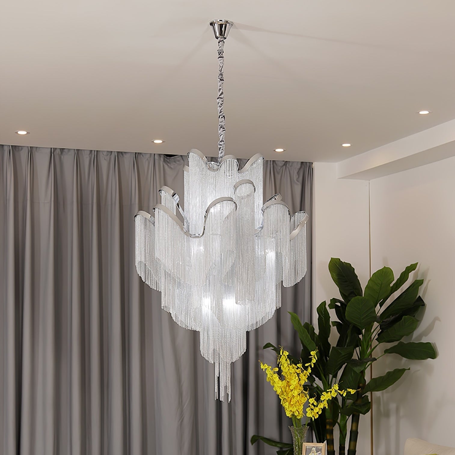Lustra Pendant Lamp Stream Chain Nickel - Letslighting