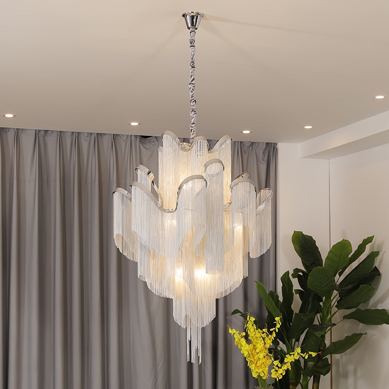 Lustra Pendant Lamp Stream Chain Nickel - Letslighting