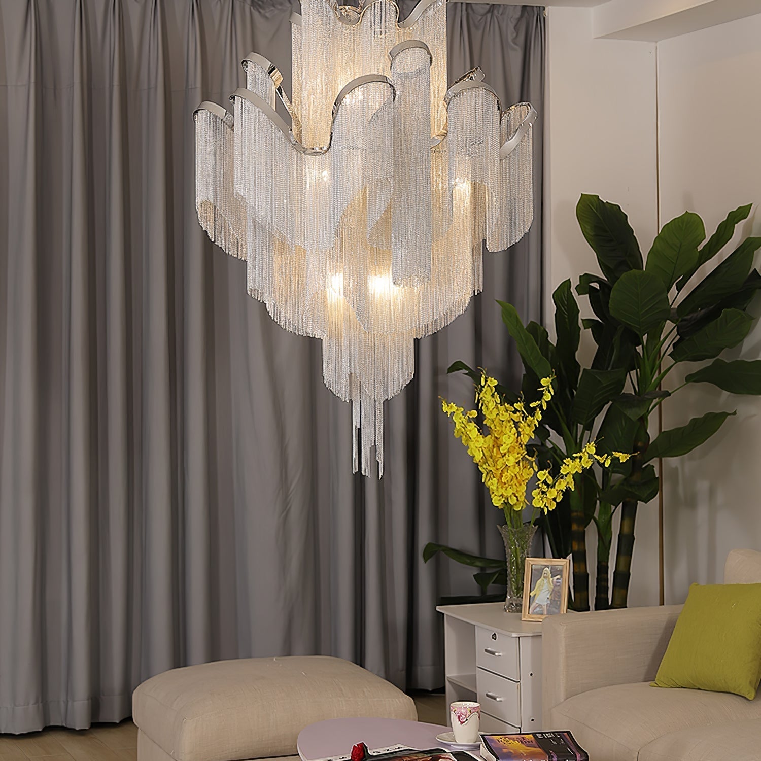 Lustra Pendant Lamp Stream Chain Nickel - Letslighting
