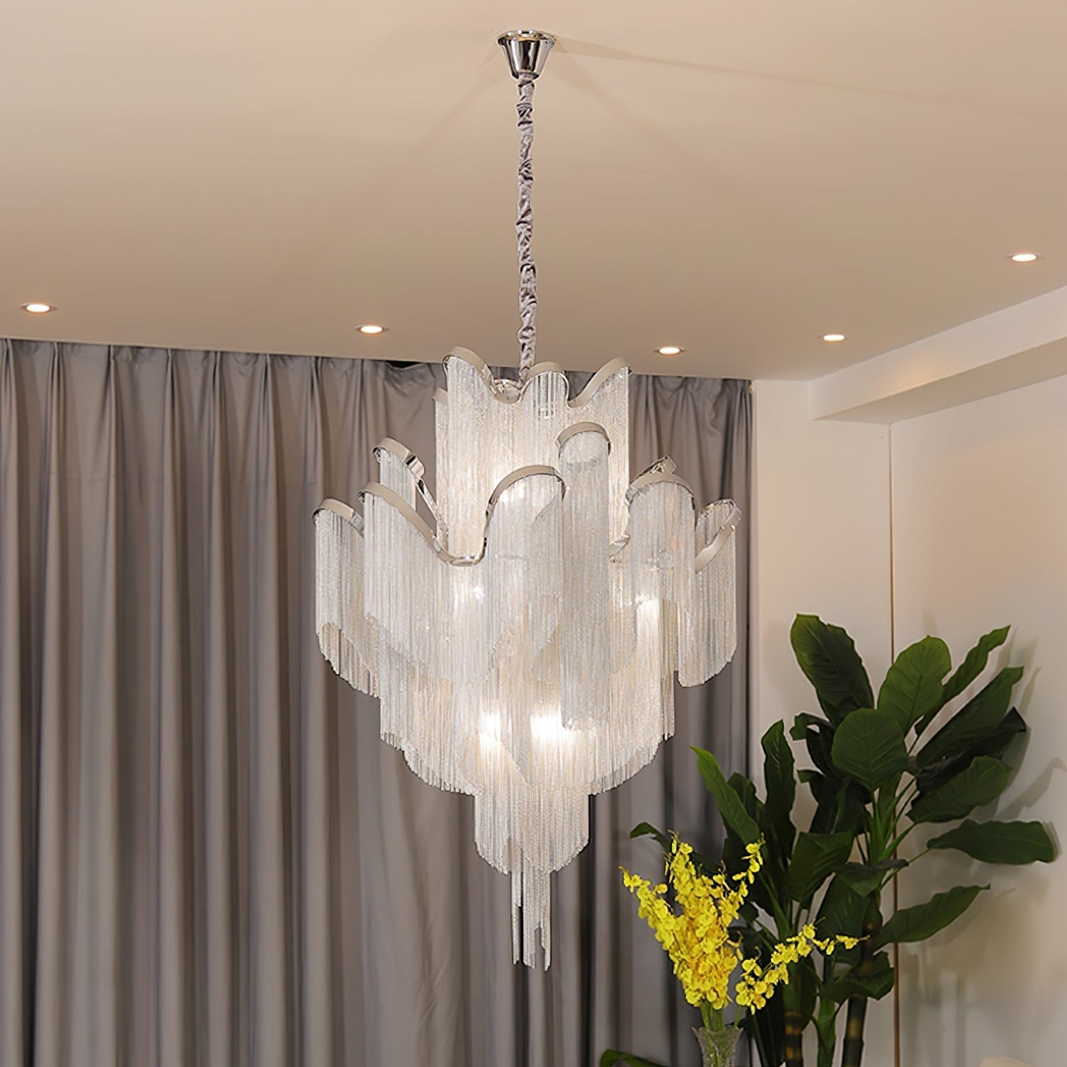 Lustra Pendant Lamp Stream Chain Nickel - Letslighting