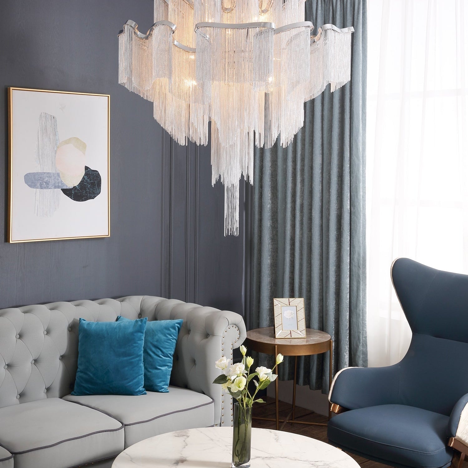 Lustra Pendant Lamp Stream Chain Nickel - Letslighting