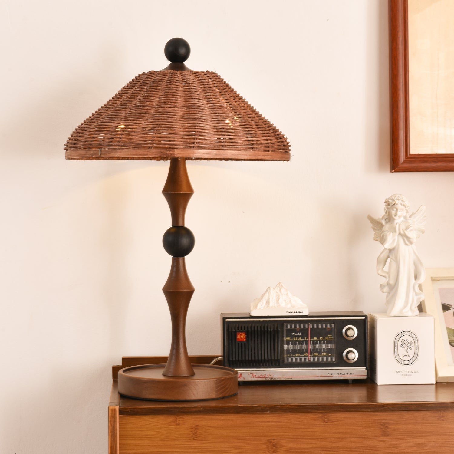 Miran Wood Rattan Vintage Table Lamp - Letslighting